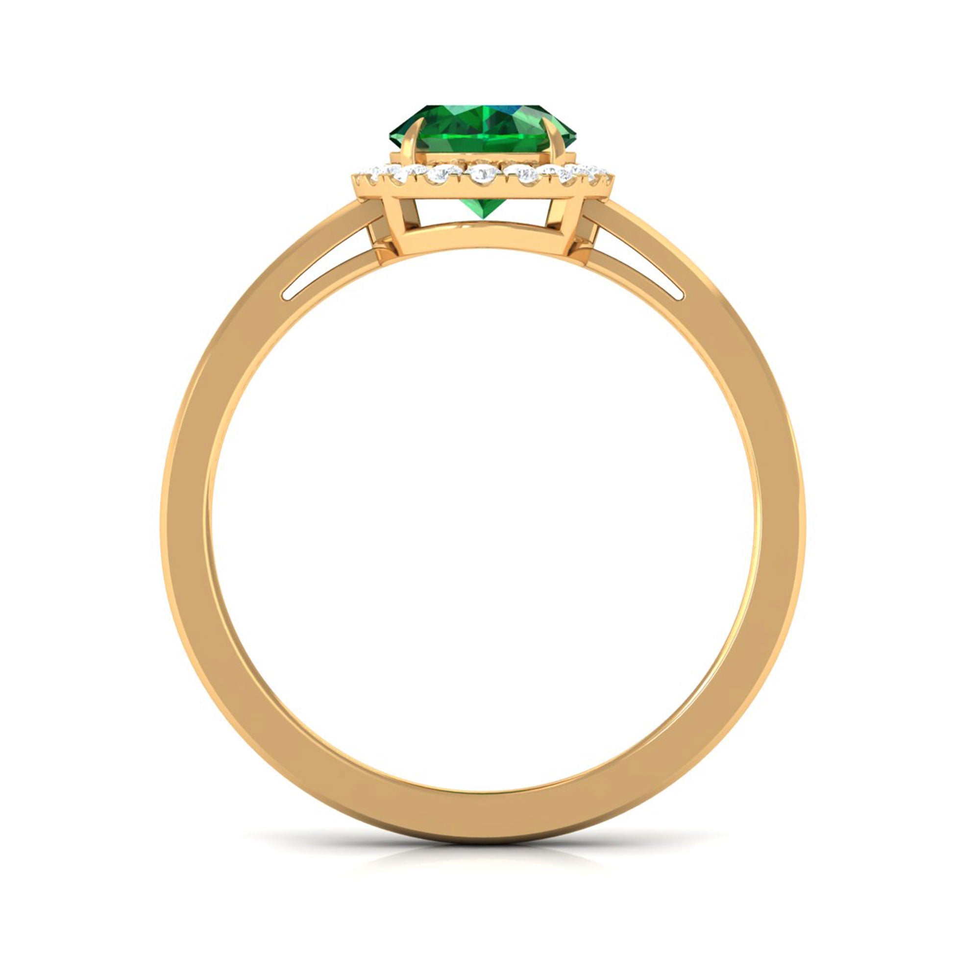 Vibrant Grown Labs-Oval Lab Grown Emerald Halo Engagement Ring