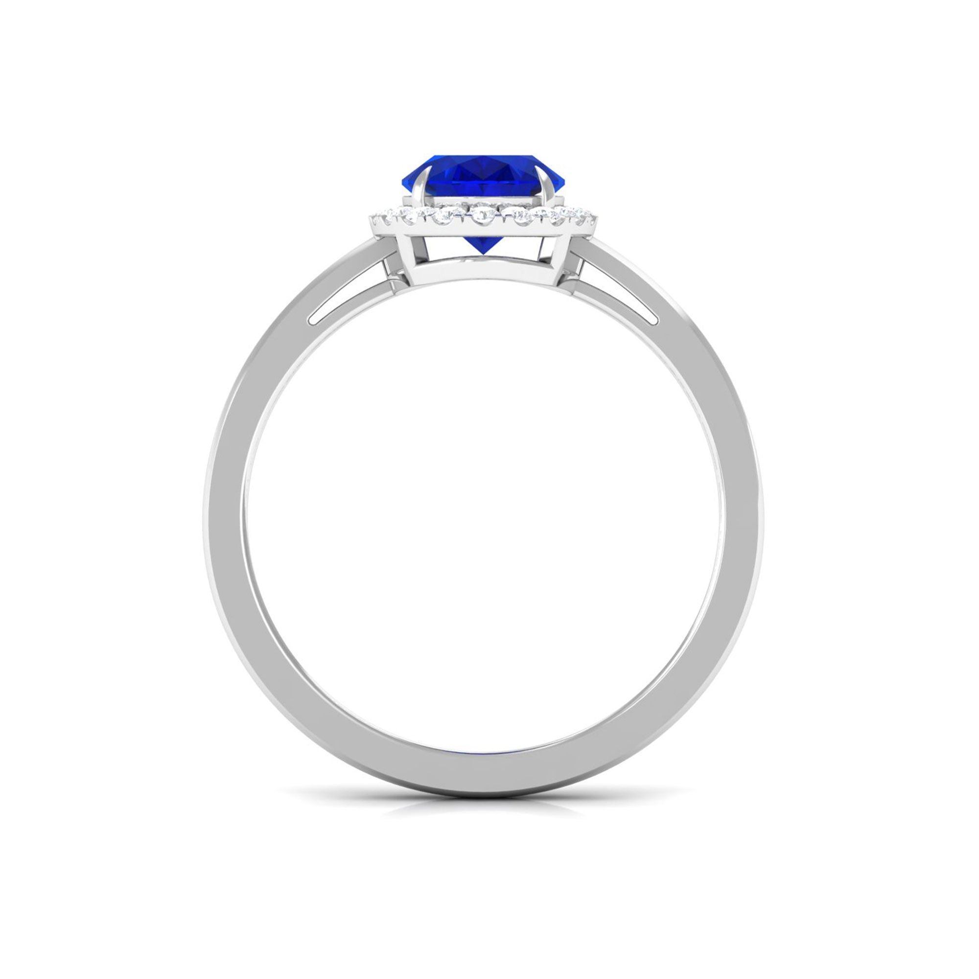 Vibrant Grown Labs-Lab Grown Blue Sapphire Halo Engagement Ring