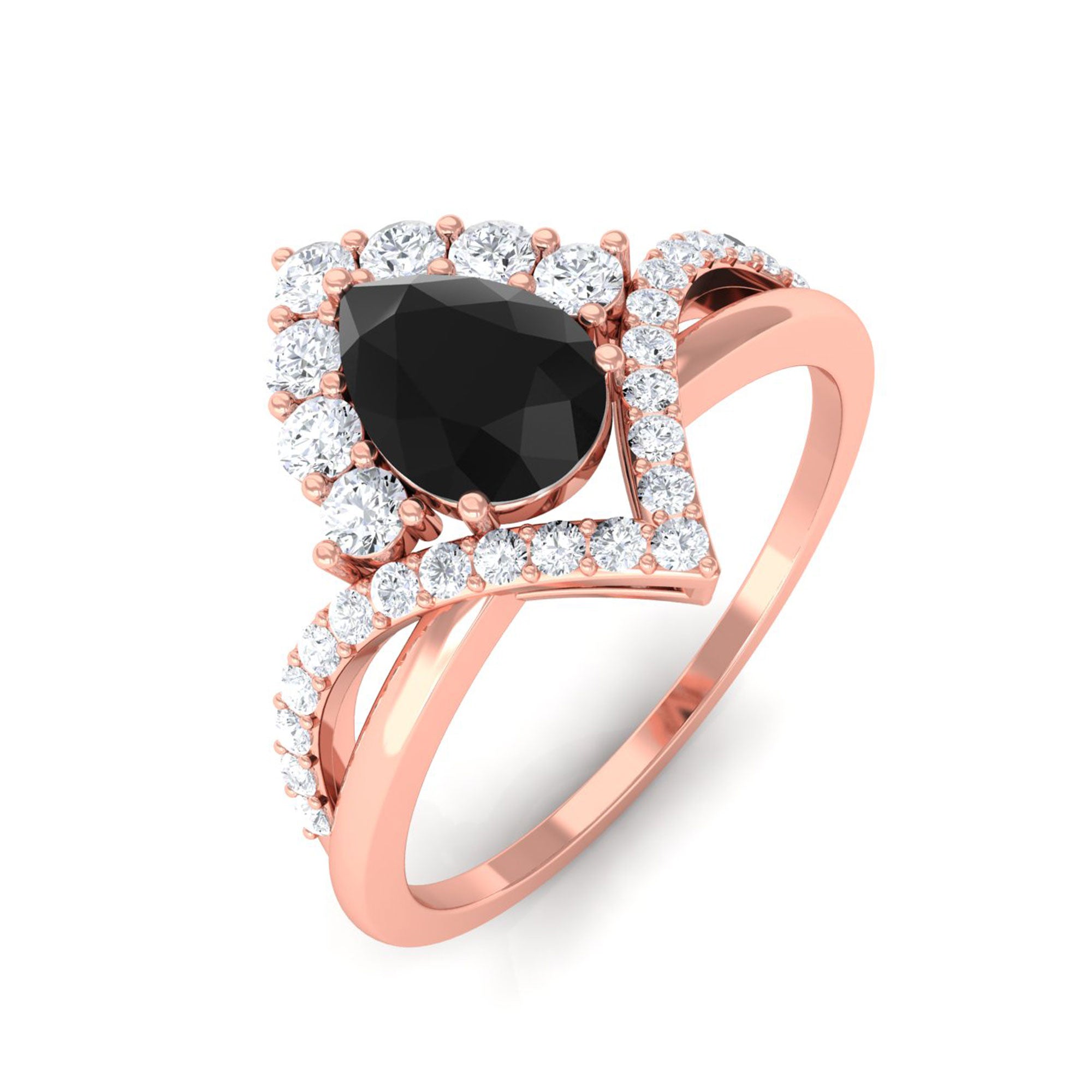 Vibrant Grown Labs-Lab Grown Black Diamond Designer Engagement Ring