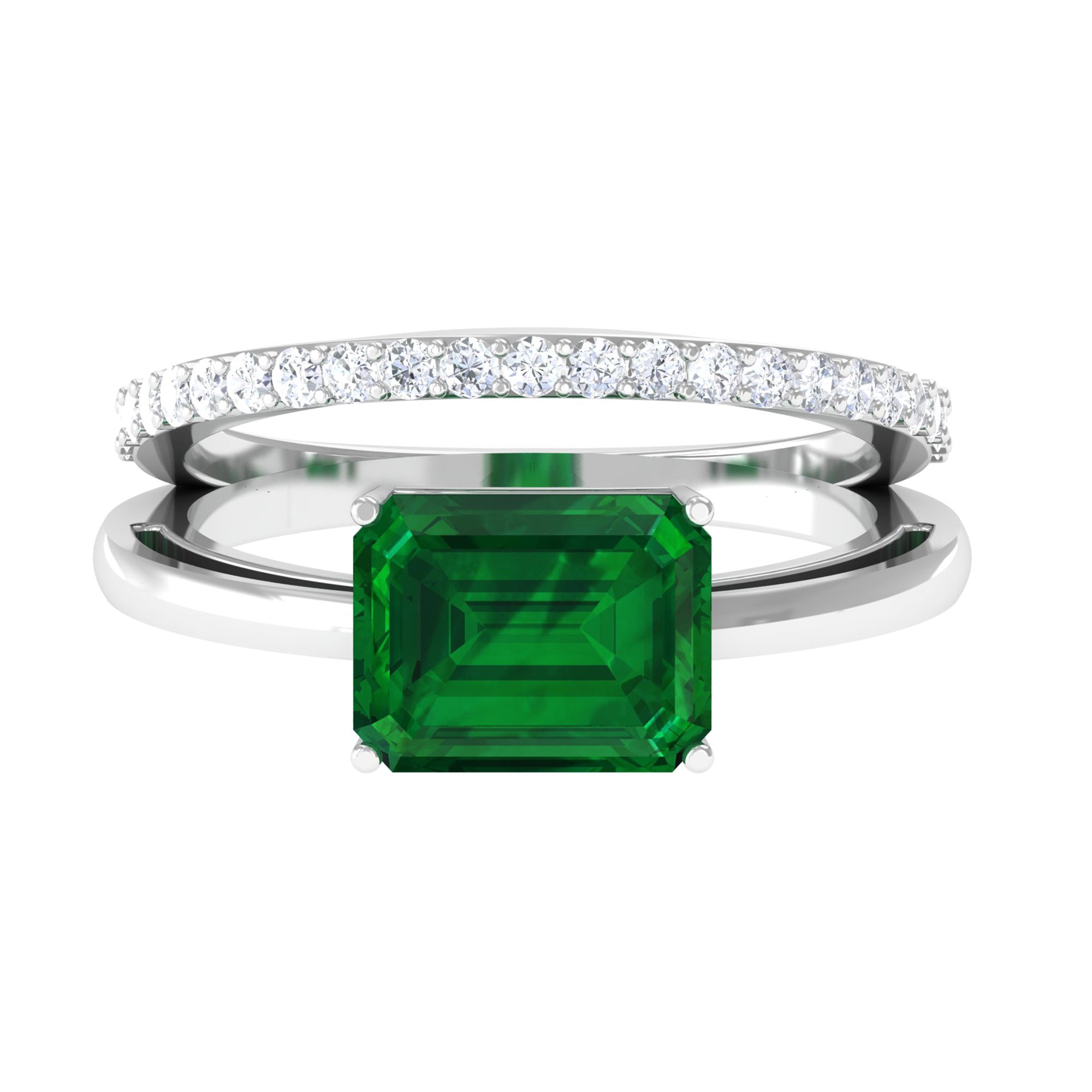 Vibrant Grown Labs-Lab Created Emerald Solitaire Ring for Engagement