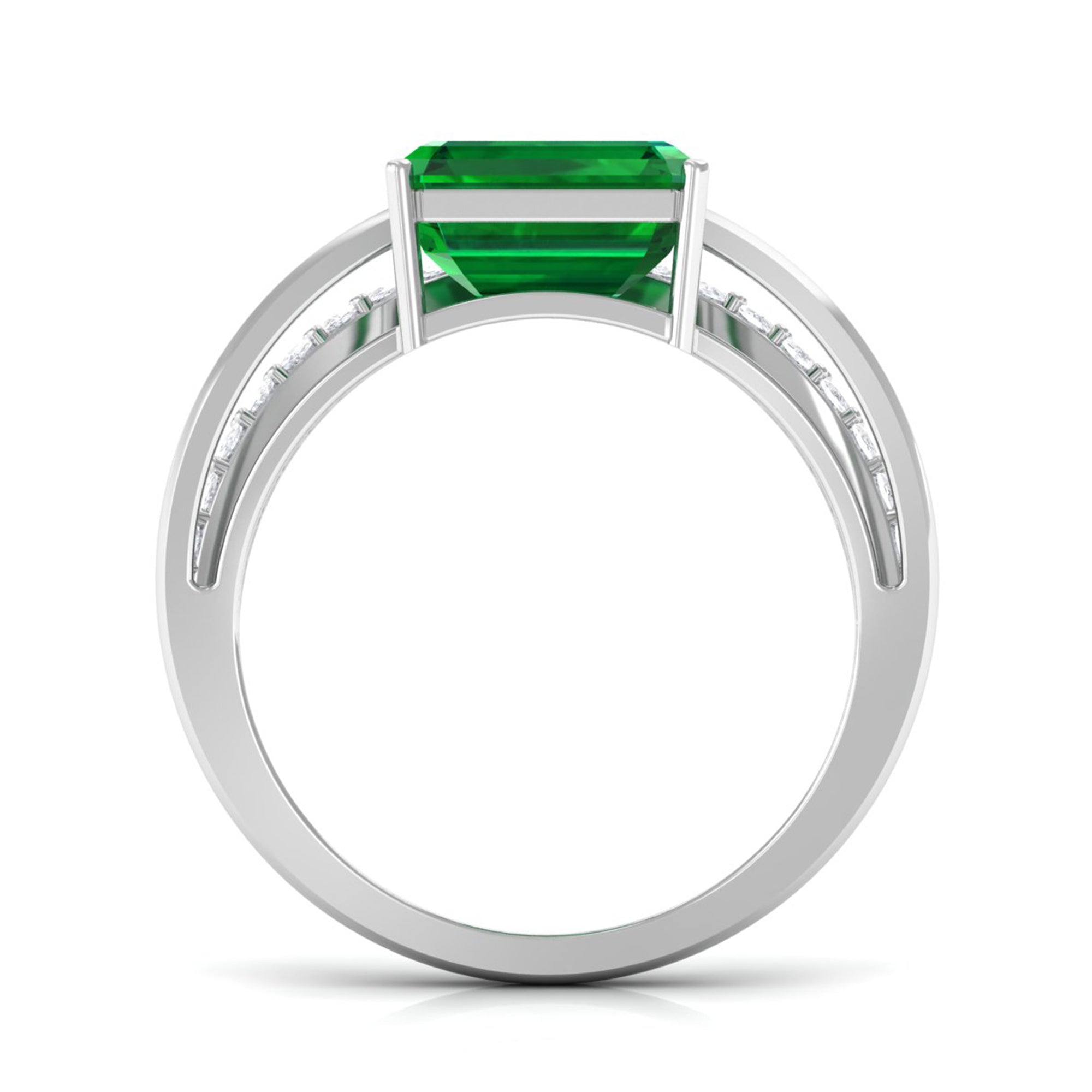 Vibrant Grown Labs-Lab Created Emerald Solitaire Ring for Engagement