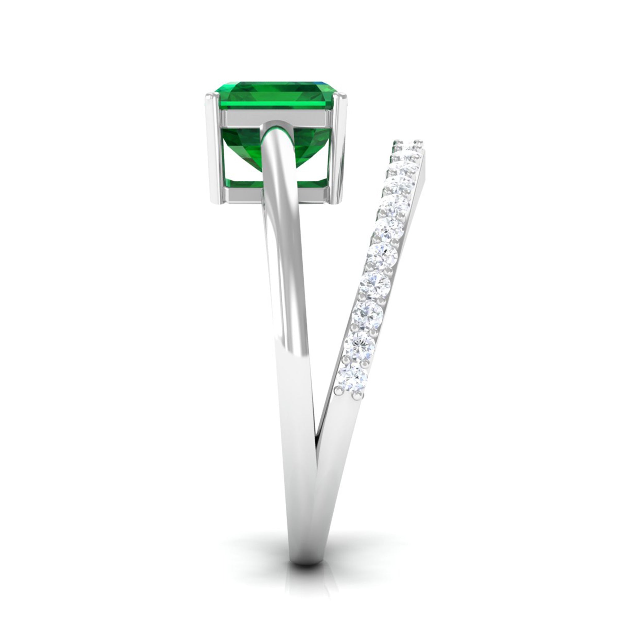 Vibrant Grown Labs-Lab Created Emerald Solitaire Ring for Engagement