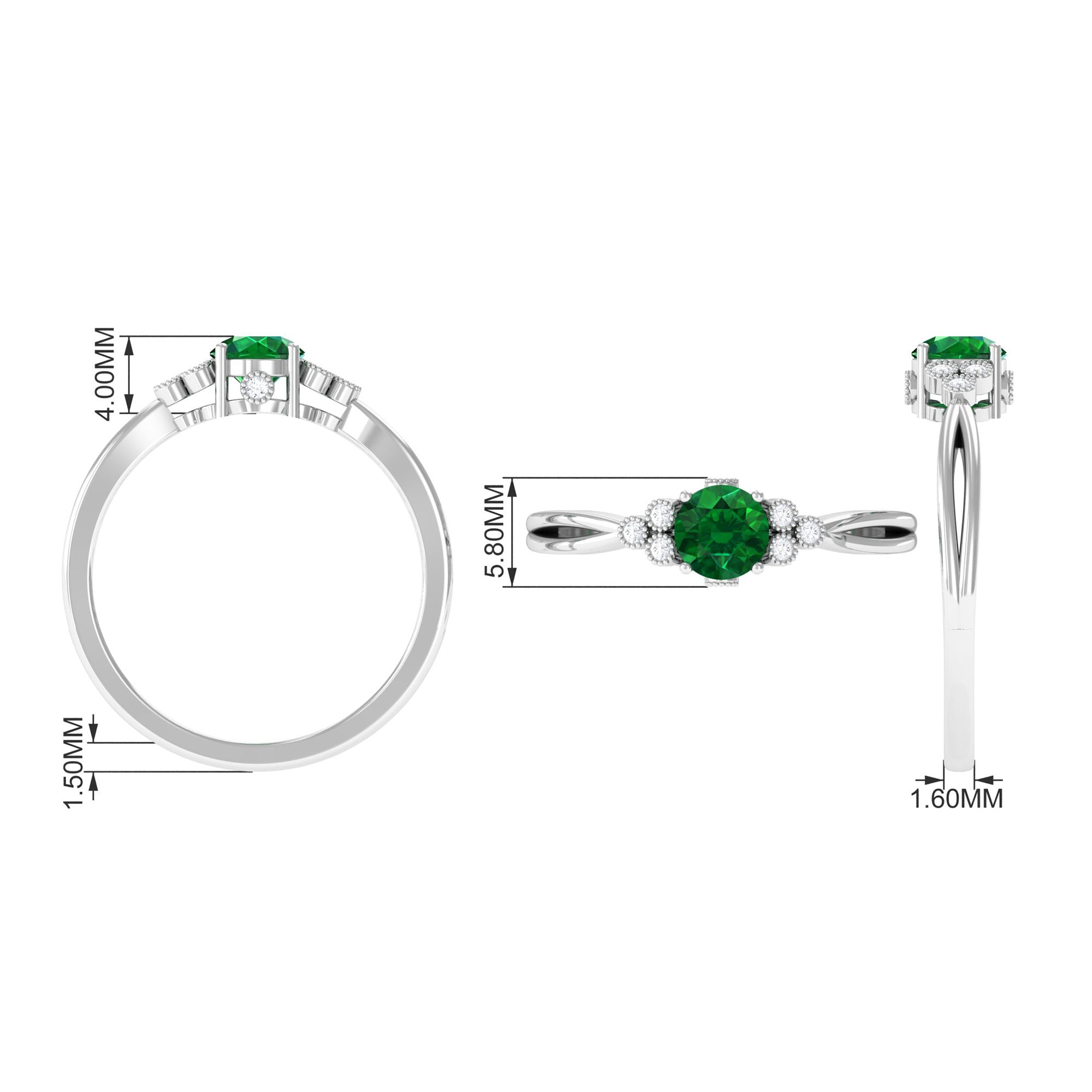 Vibrant Grown Labs-Designer Lab Grown Emerald Engagement Ring with Accent