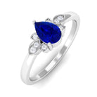 Vibrant Grown Labs-Nature Inspired Lab Grown Blue Sapphire Solitaire Engagement Ring with Accent