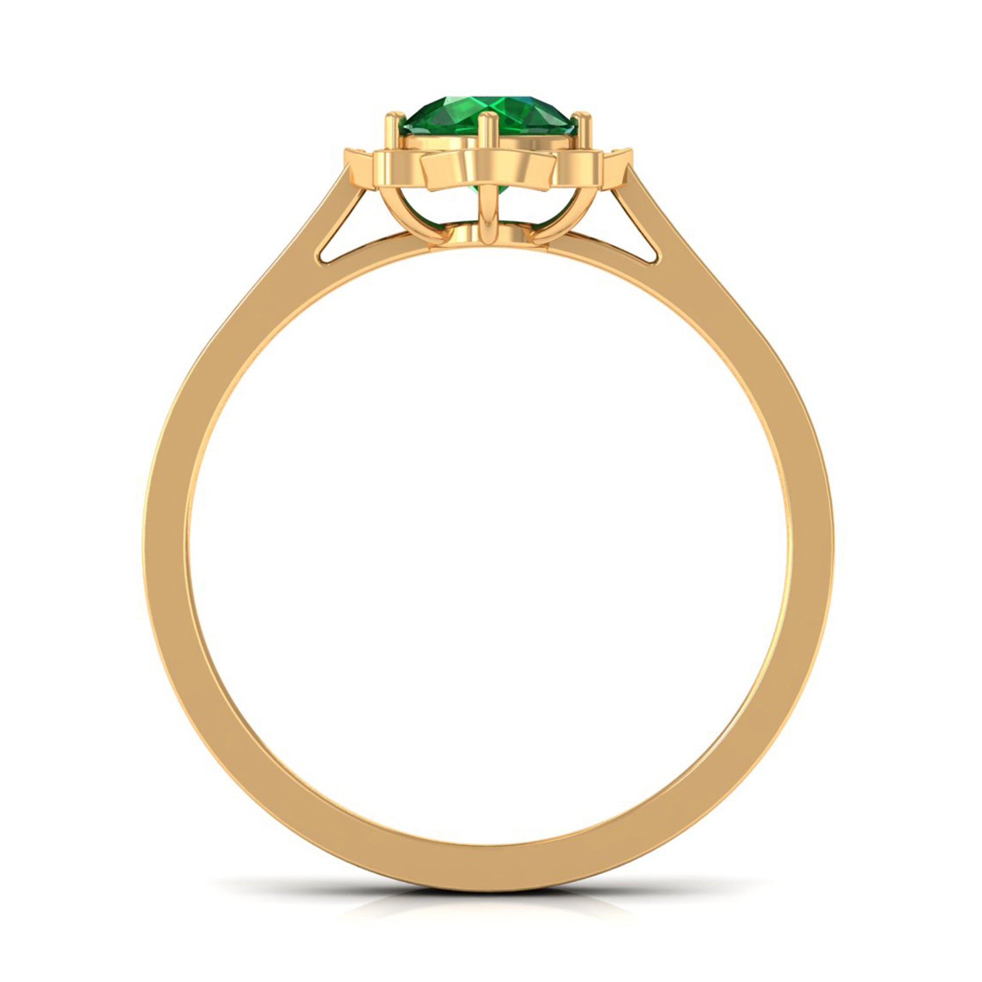 Vibrant Grown Labs-Lab Created Emerald Vintage Inspired Engagement Ring with Accent