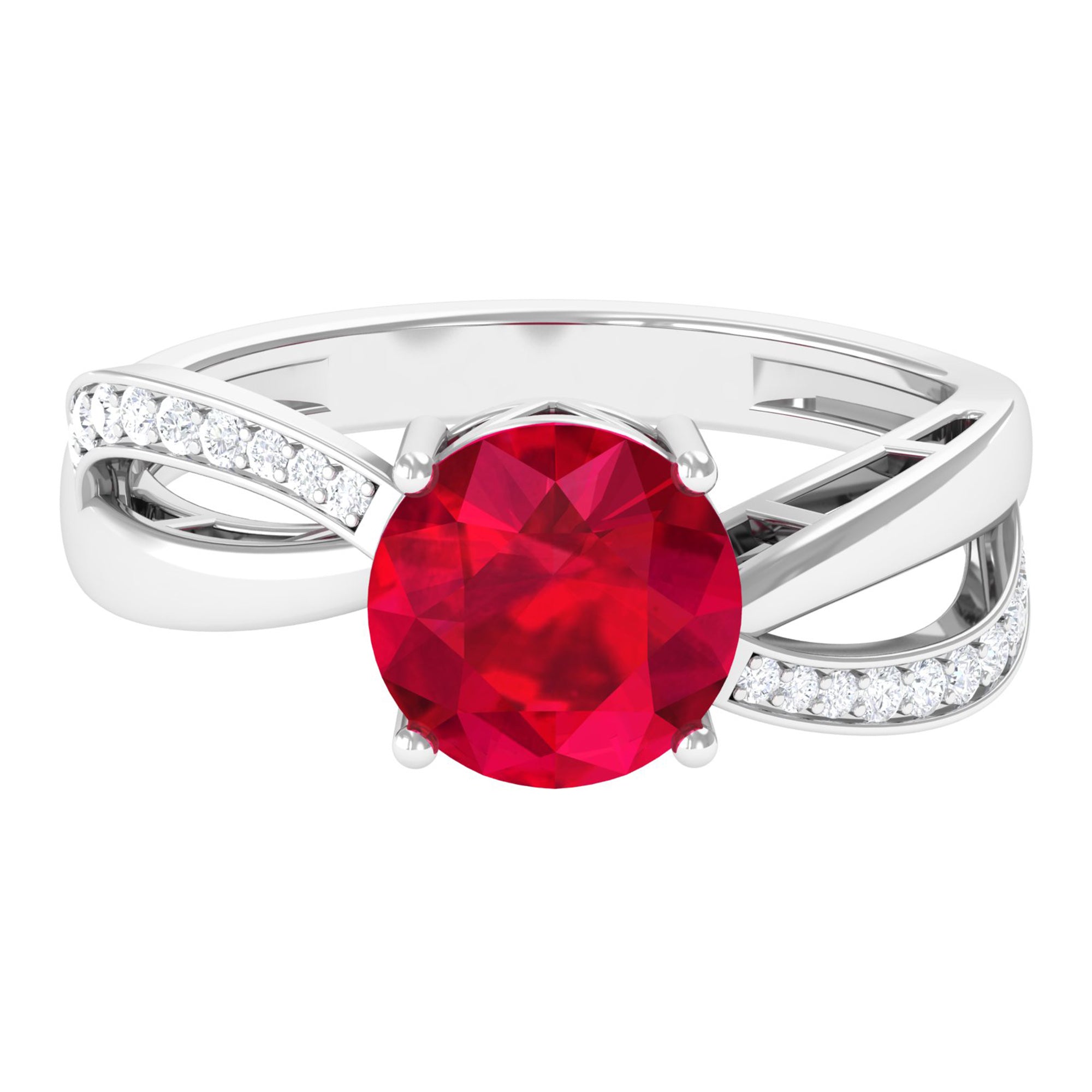 Vibrant Grown Labs-Minimal Lab Created Ruby Promise Ring for Women