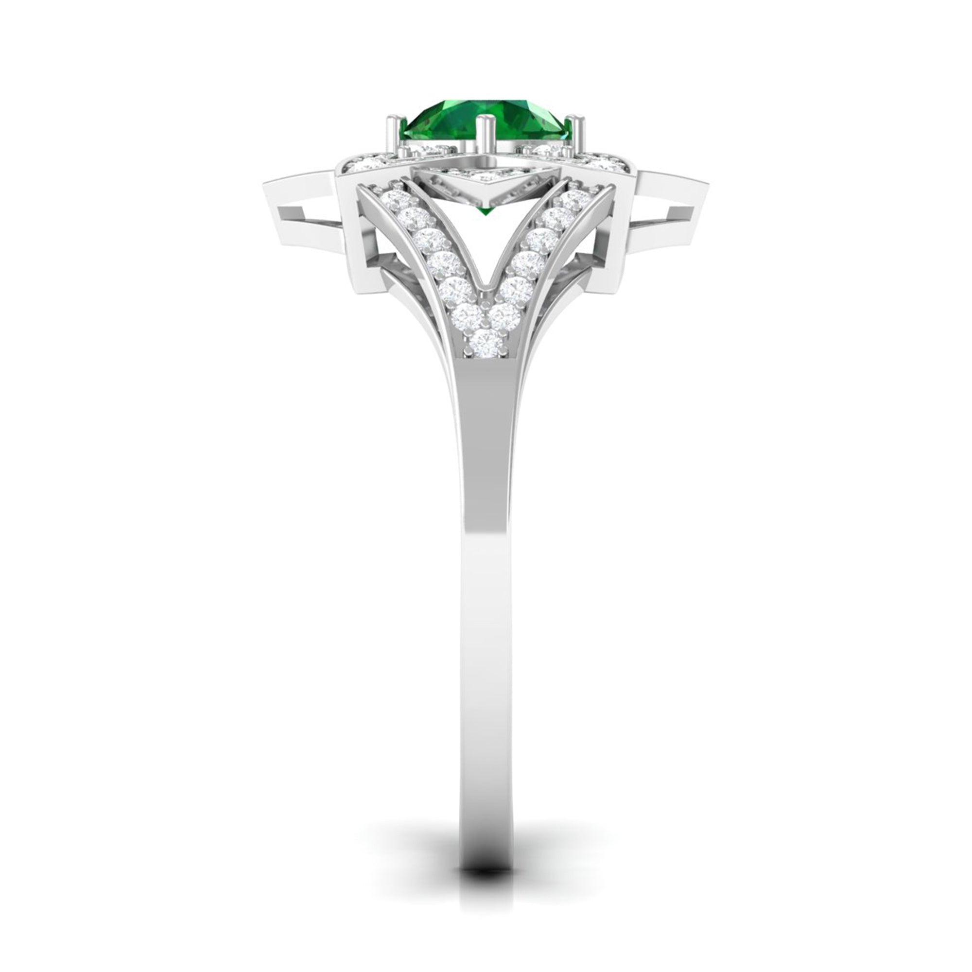 Vibrant Grown Labs-Nature Inspired Lab Grown Emerald Statement Engagement Ring