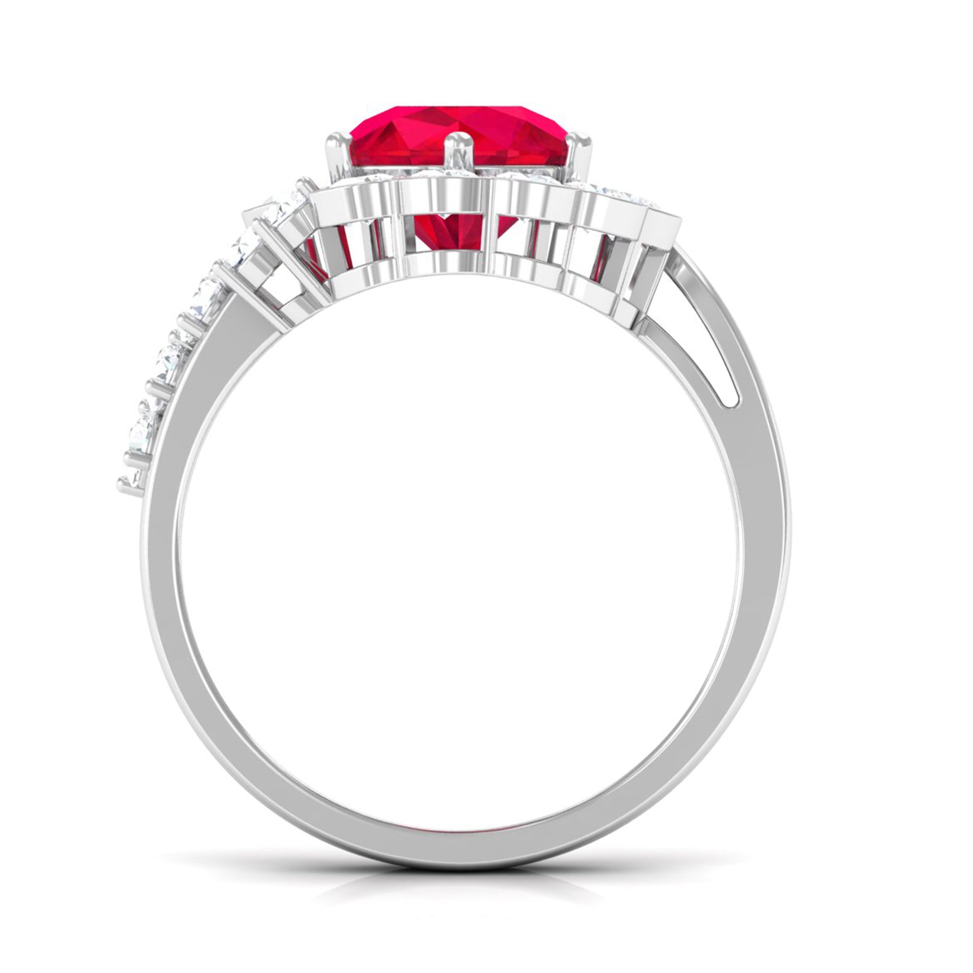 Vibrant Grown Labs-Lab Grown Ruby Minimal Promise Ring with Halo