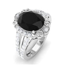 Vibrant Grown Labs-Oval Lab Grown Black Diamond Statement Engagement Ring with Accent