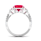 Vibrant Grown Labs-Round Lab Grown Ruby Solitaire Engagement Ring