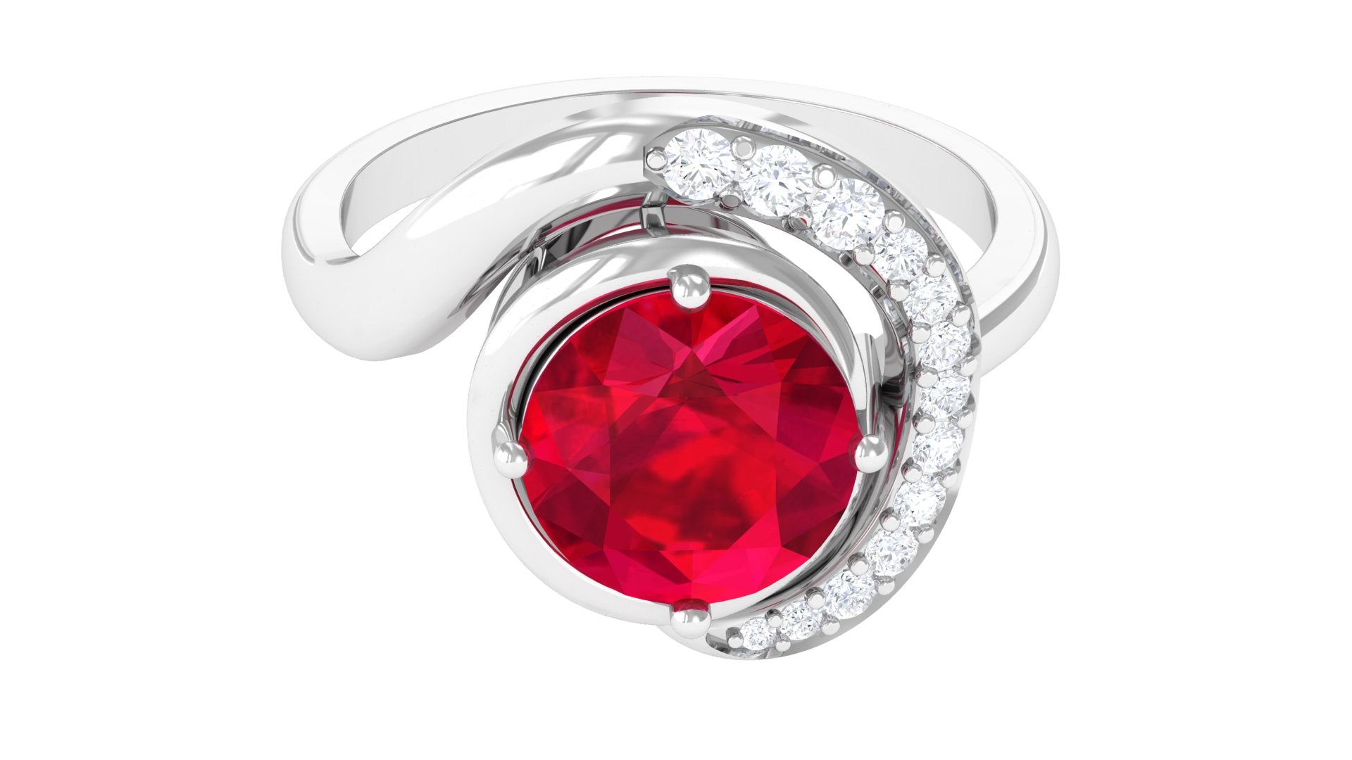 Vibrant Grown Labs-Classic Lab Grown Ruby Engagement Ring with Accent