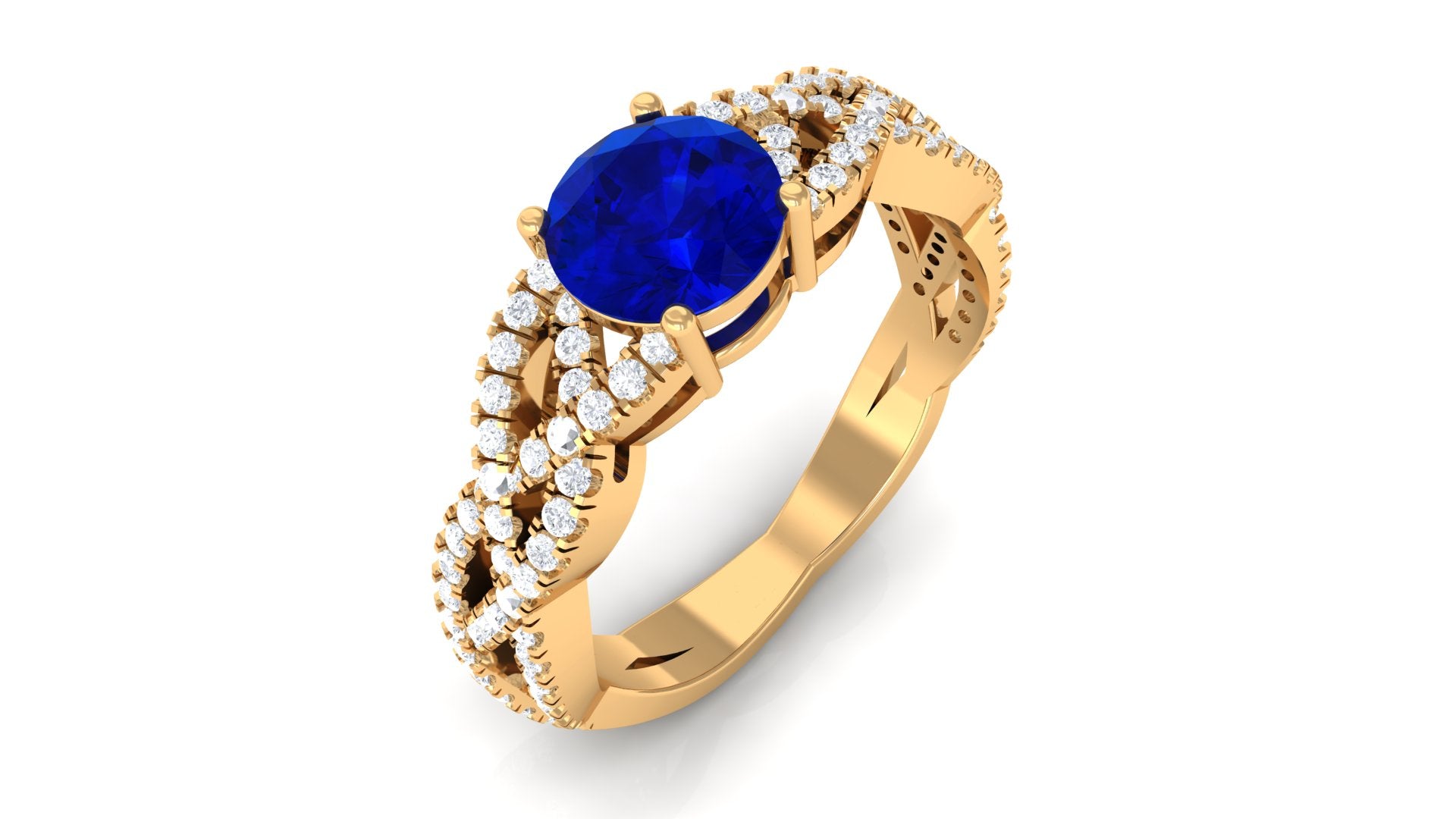 Vibrant Grown Labs-Lab Grown Blue Sapphire Solitaire Engagement Ring