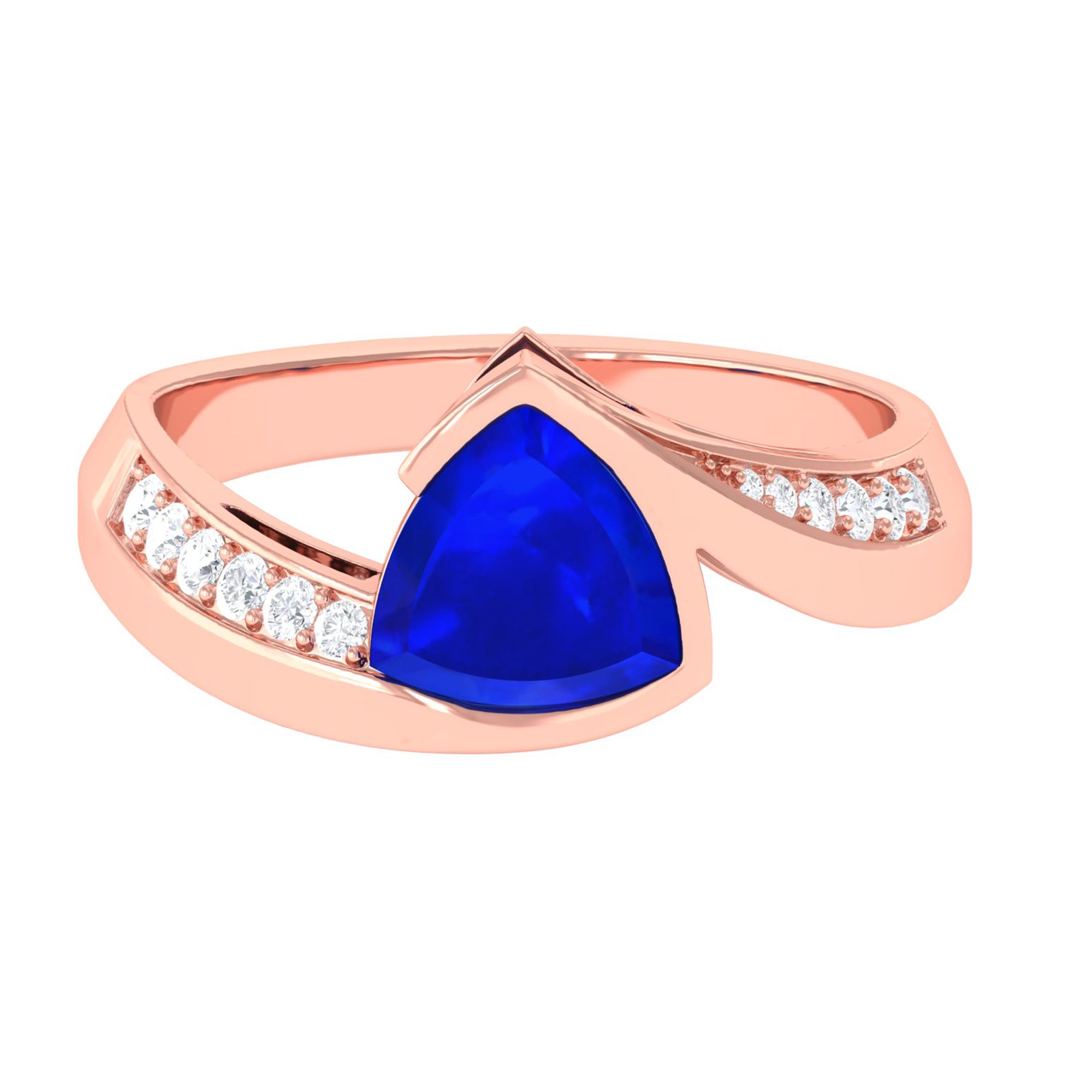 Vibrant Grown Labs-Classic Lab Grown Blue Sapphire Engagement Ring for Women