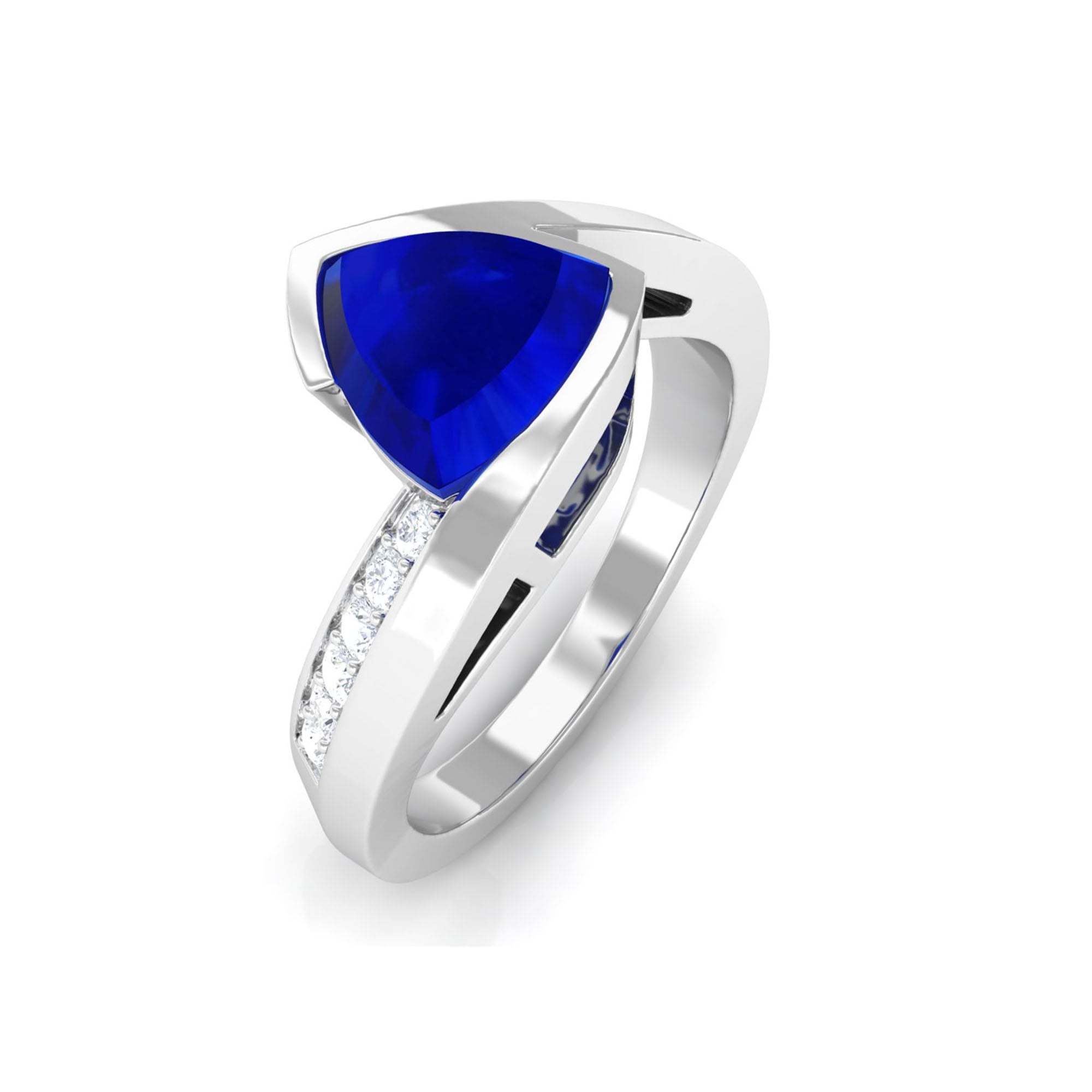 Vibrant Grown Labs-Classic Lab Grown Blue Sapphire Engagement Ring for Women