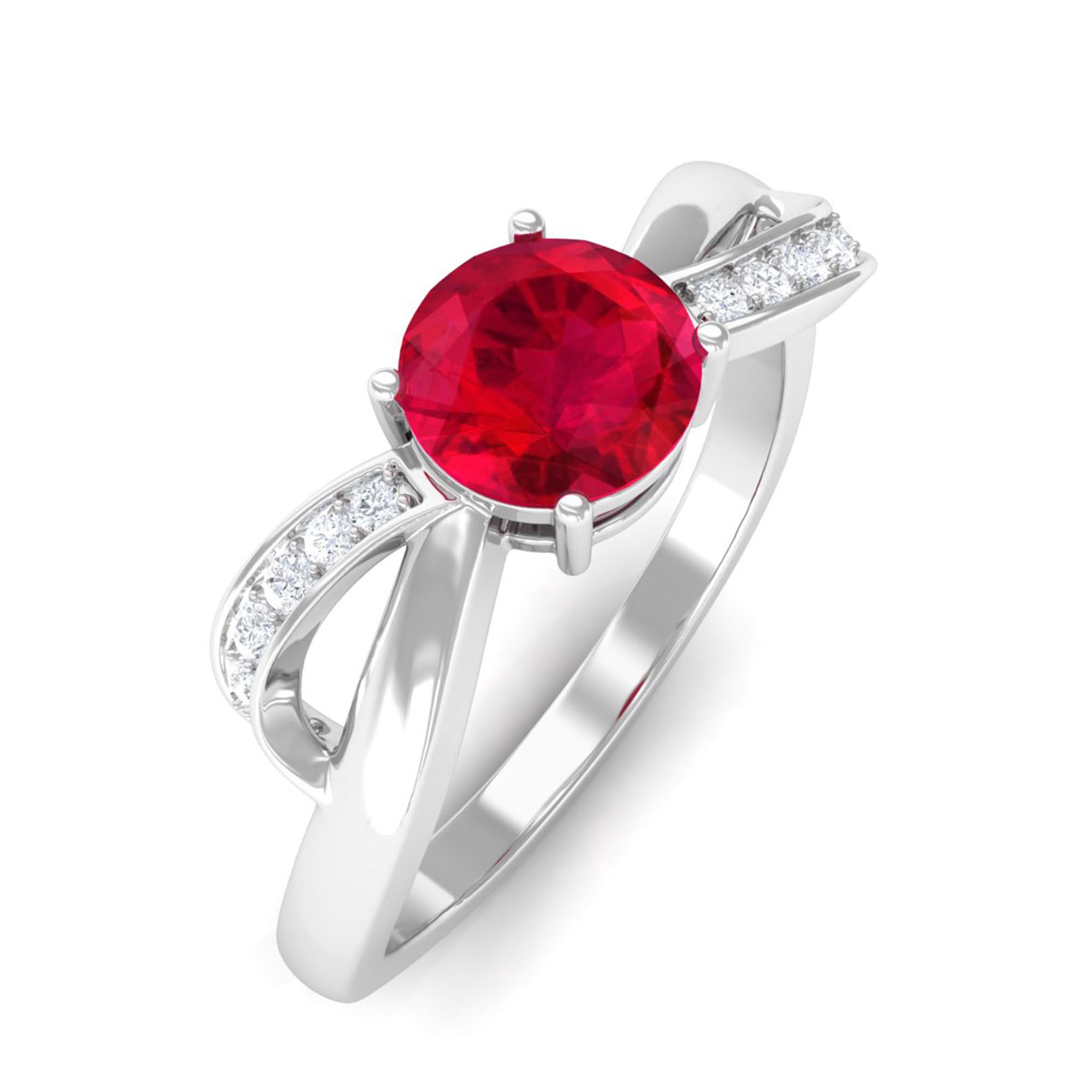 Vibrant Grown Labs-Minimal Lab Created Ruby Promise Ring for Women