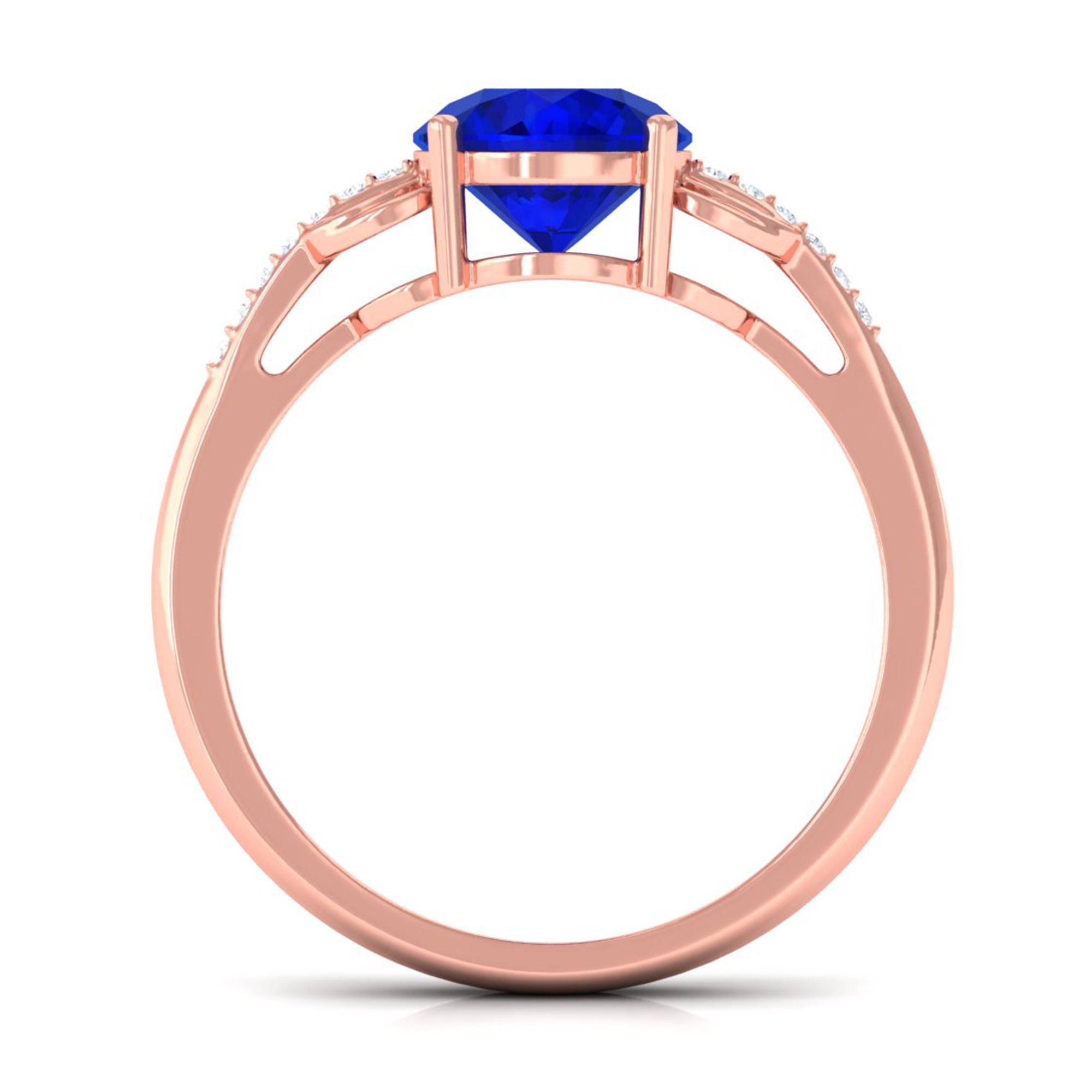 Vibrant Grown Labs-Round Created Blue Sapphire Solitaire Ring for Engagement