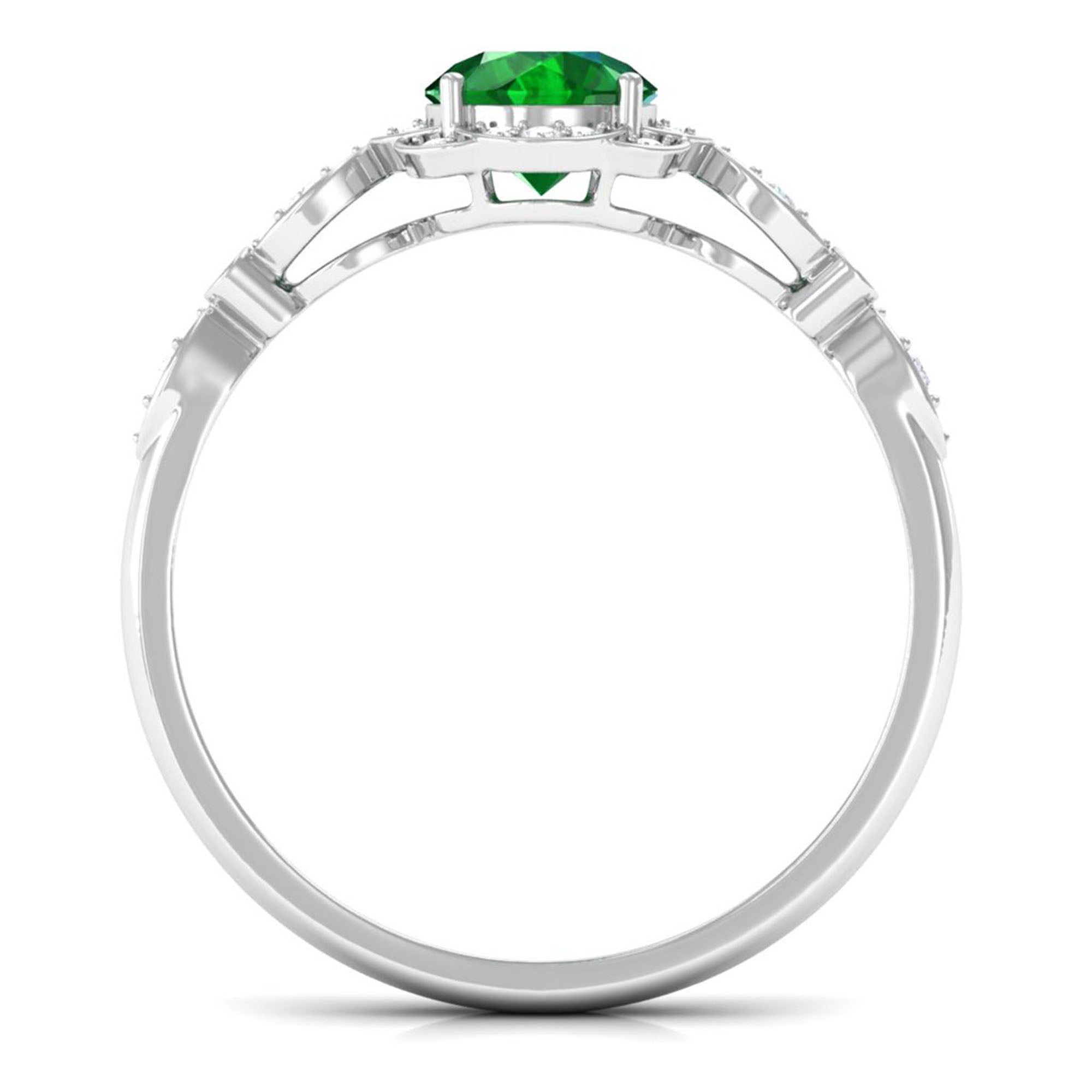 Vibrant Grown Labs-Lab Created Emerald Nature Inspired Engagement Ring