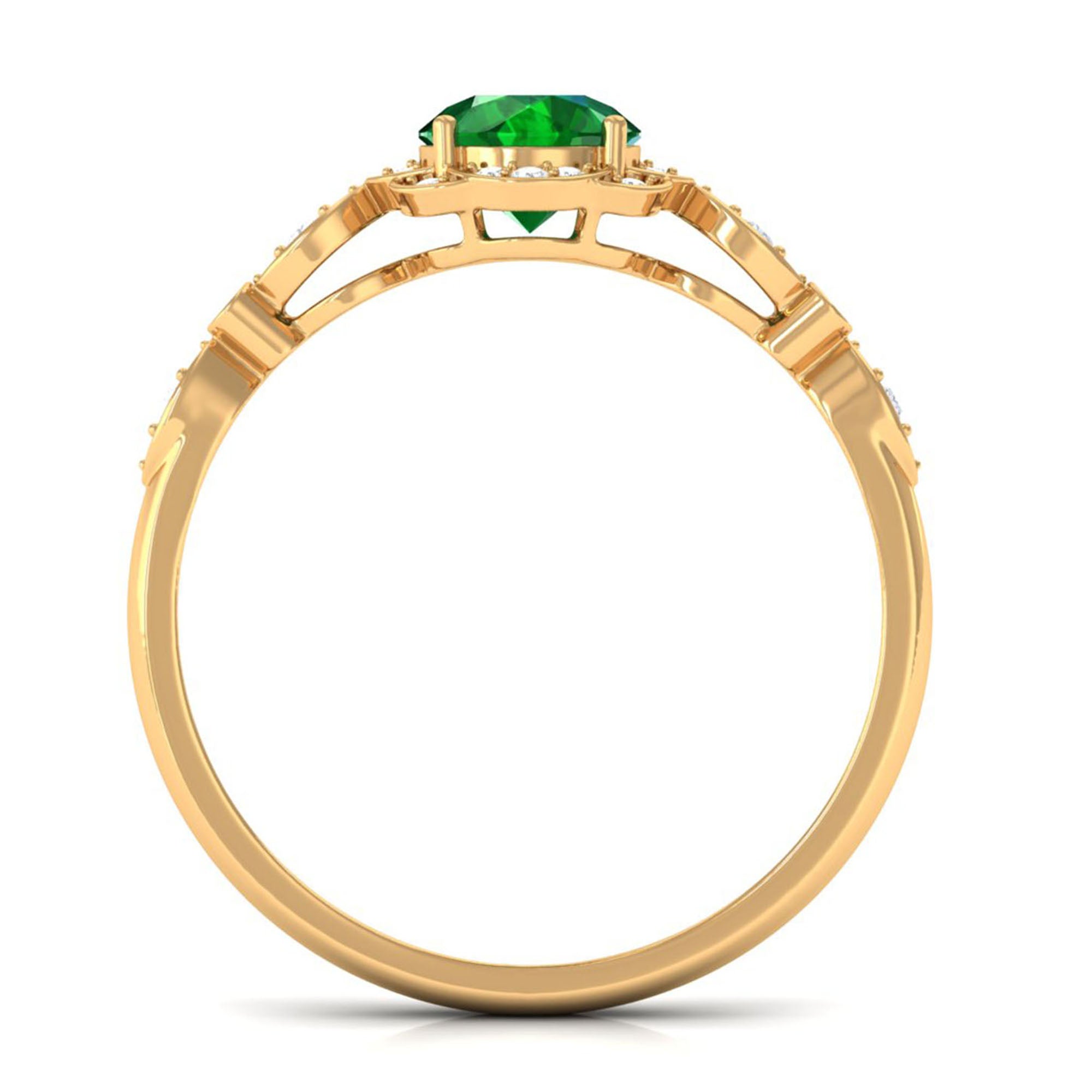 Vibrant Grown Labs-Lab Created Emerald Nature Inspired Engagement Ring