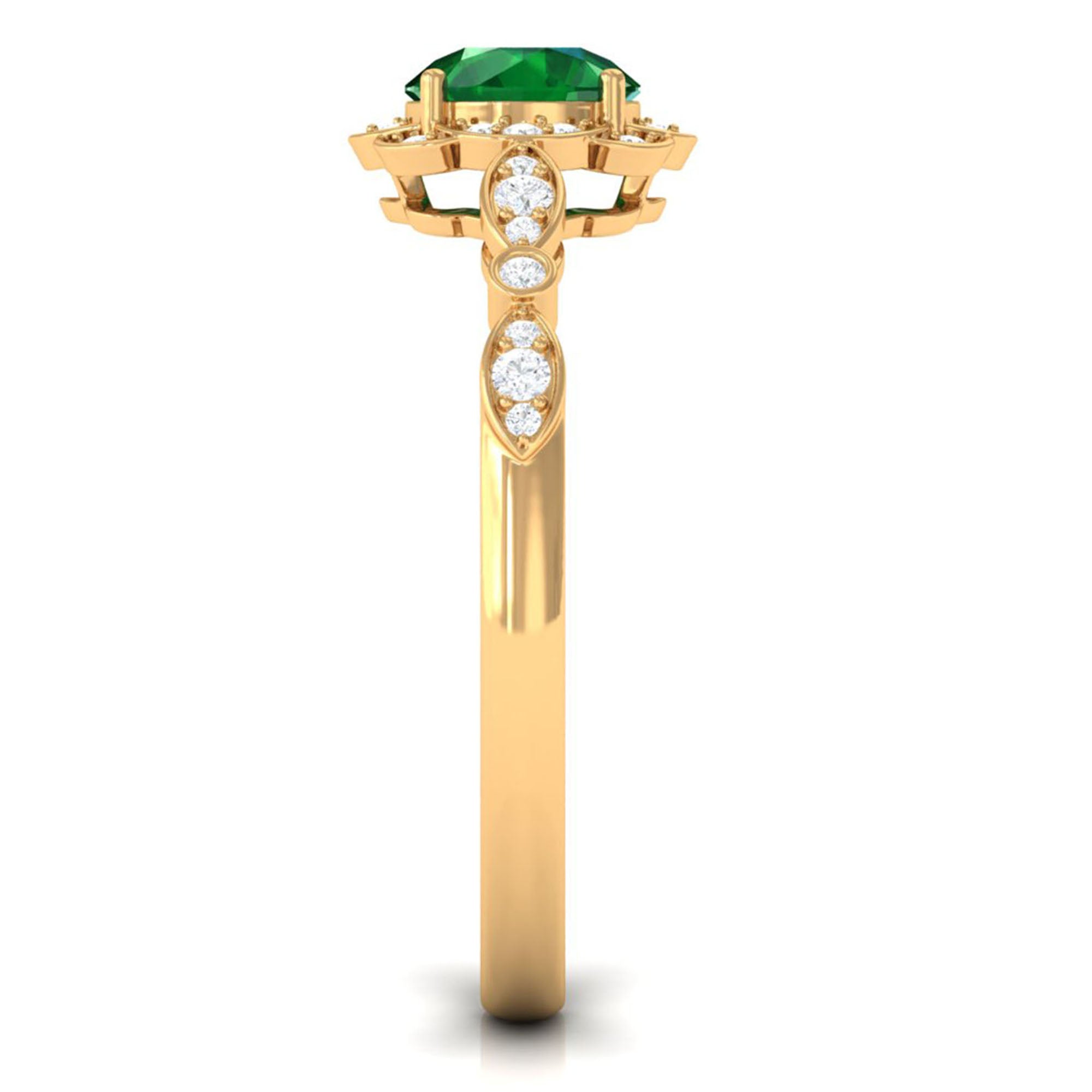 Vibrant Grown Labs-Lab Created Emerald Nature Inspired Engagement Ring