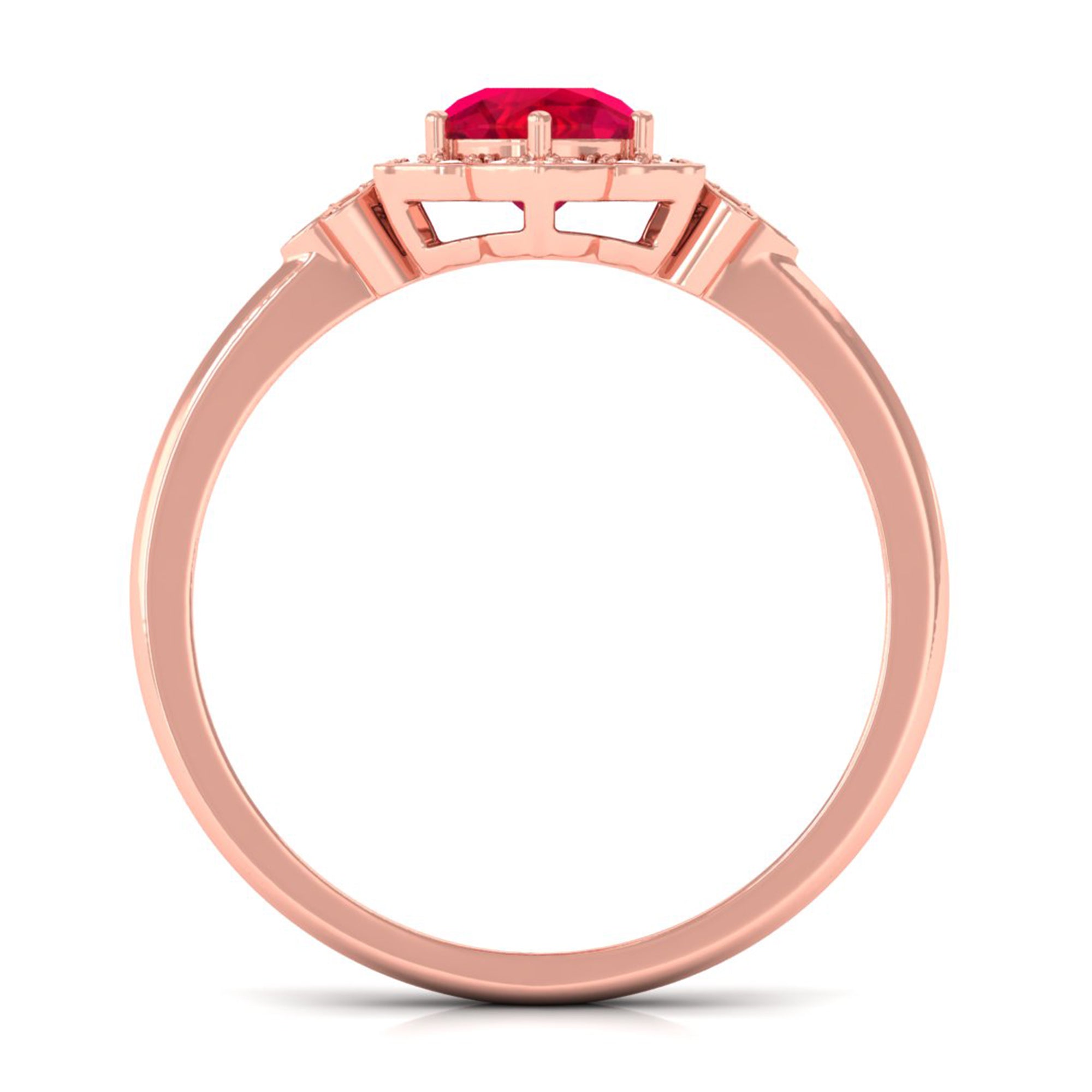 Vibrant Grown Labs-Nature Inspired Lab Created Ruby Engagement Ring with Accent