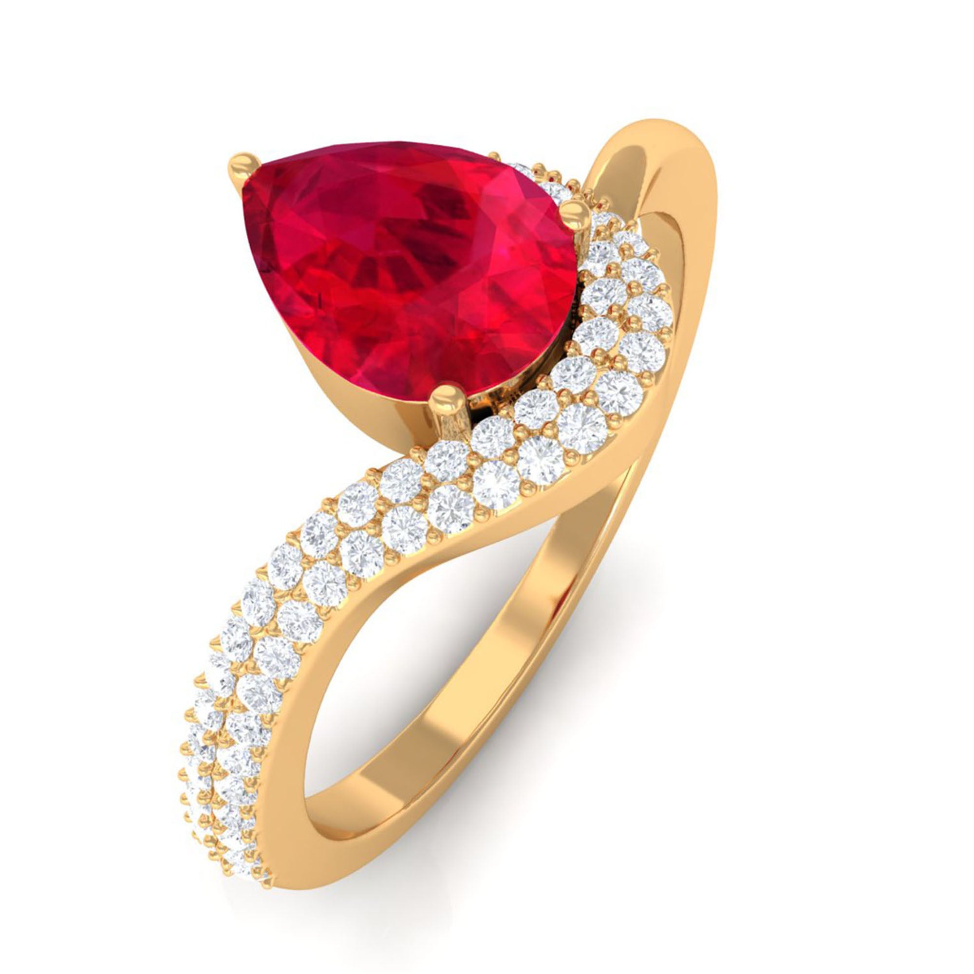 Vibrant Grown Labs-Designer Lab Cultured Ruby Ring for Engagement