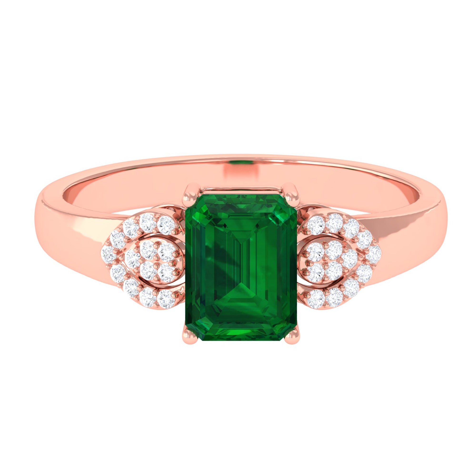 Vibrant Grown Labs-Designer Lab Created Emerald Engagement Ring for Women