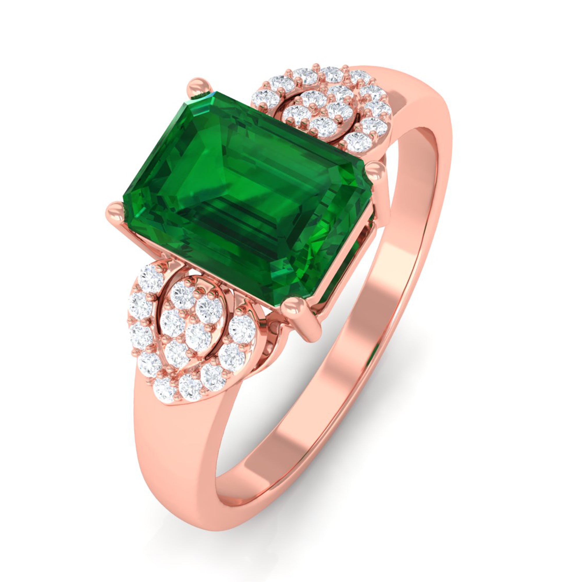 Vibrant Grown Labs-Designer Lab Created Emerald Engagement Ring for Women