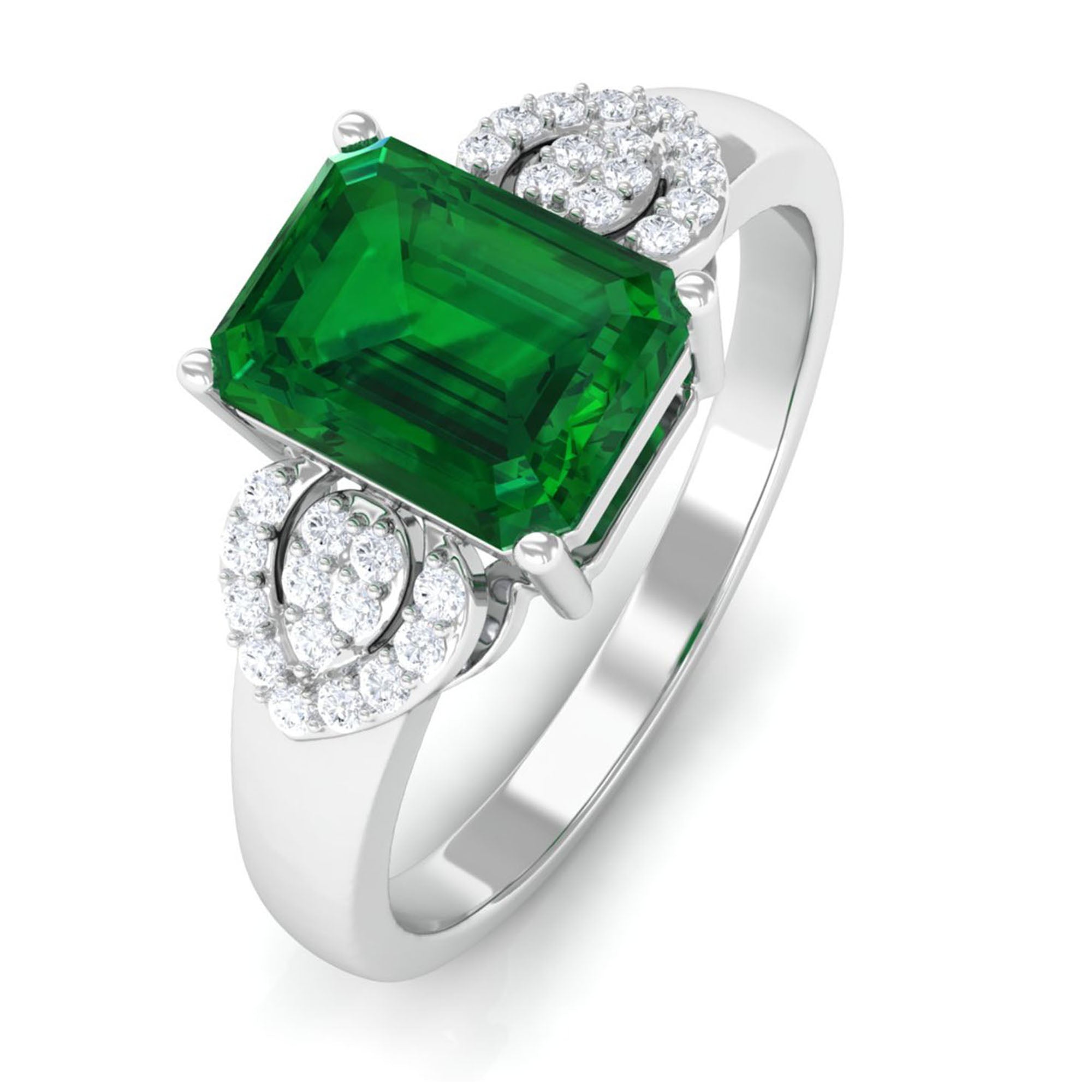 Vibrant Grown Labs-Designer Lab Created Emerald Engagement Ring for Women