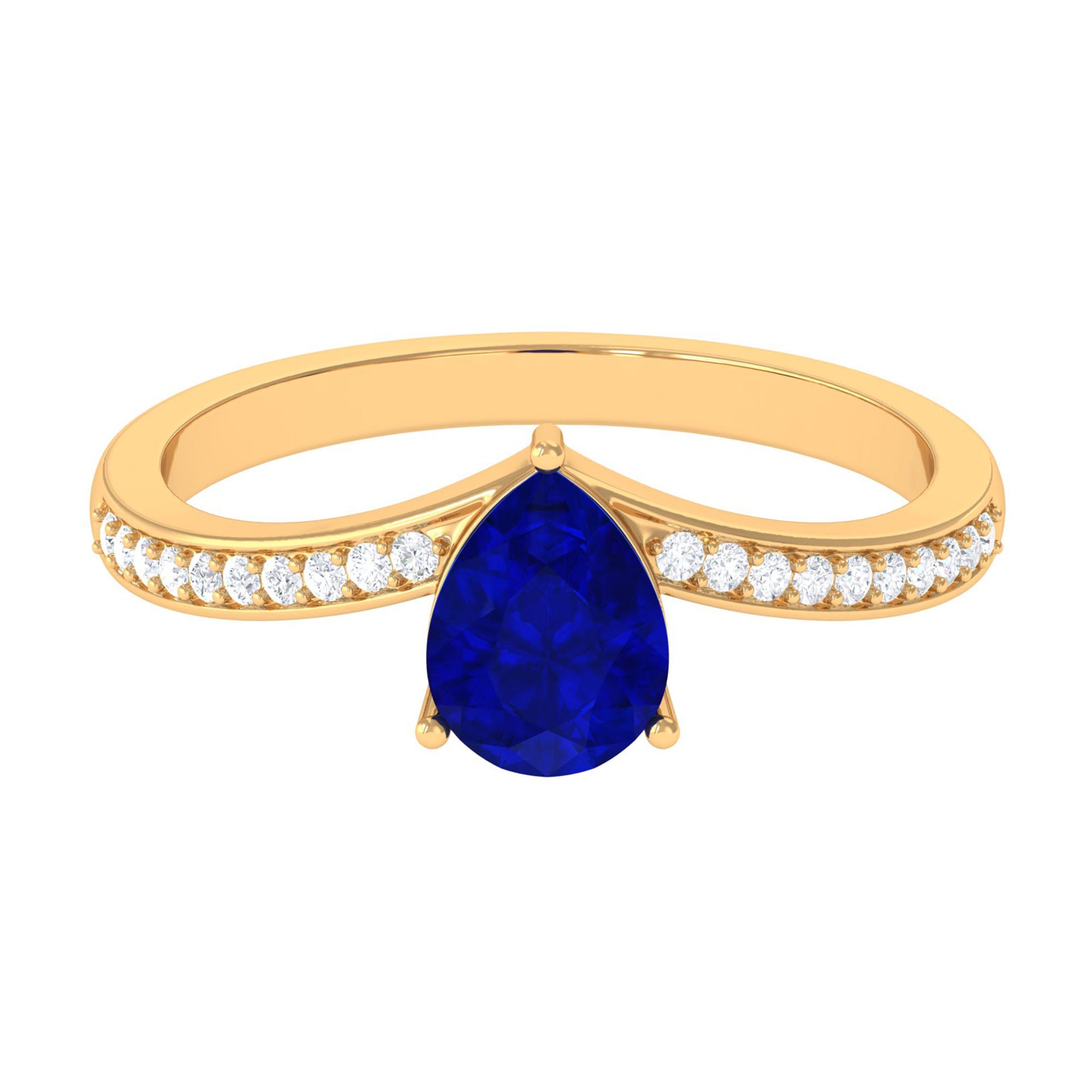 Vibrant Grown Labs-Lab Created Blue Sapphire Teardrop Solitaire Engagement Ring