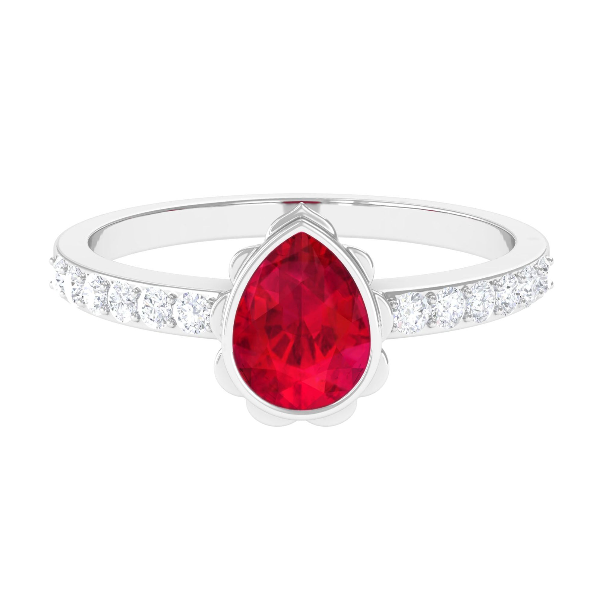 Vibrant Grown Labs-Statement Lab Created Ruby Solitaire Teardrop Ring