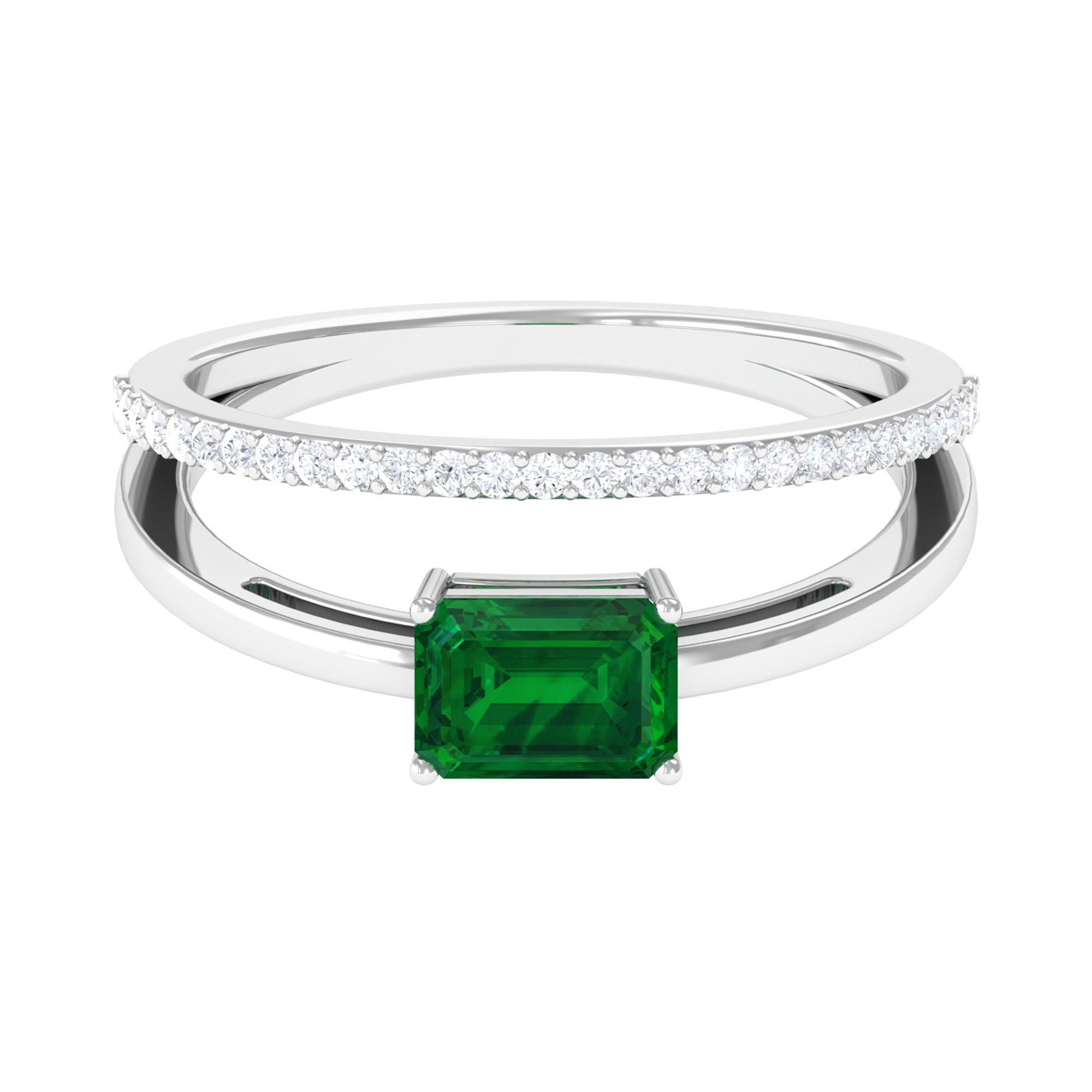 Vibrant Grown Labs-Lab Created Emerald Solitaire Ring for Engagement