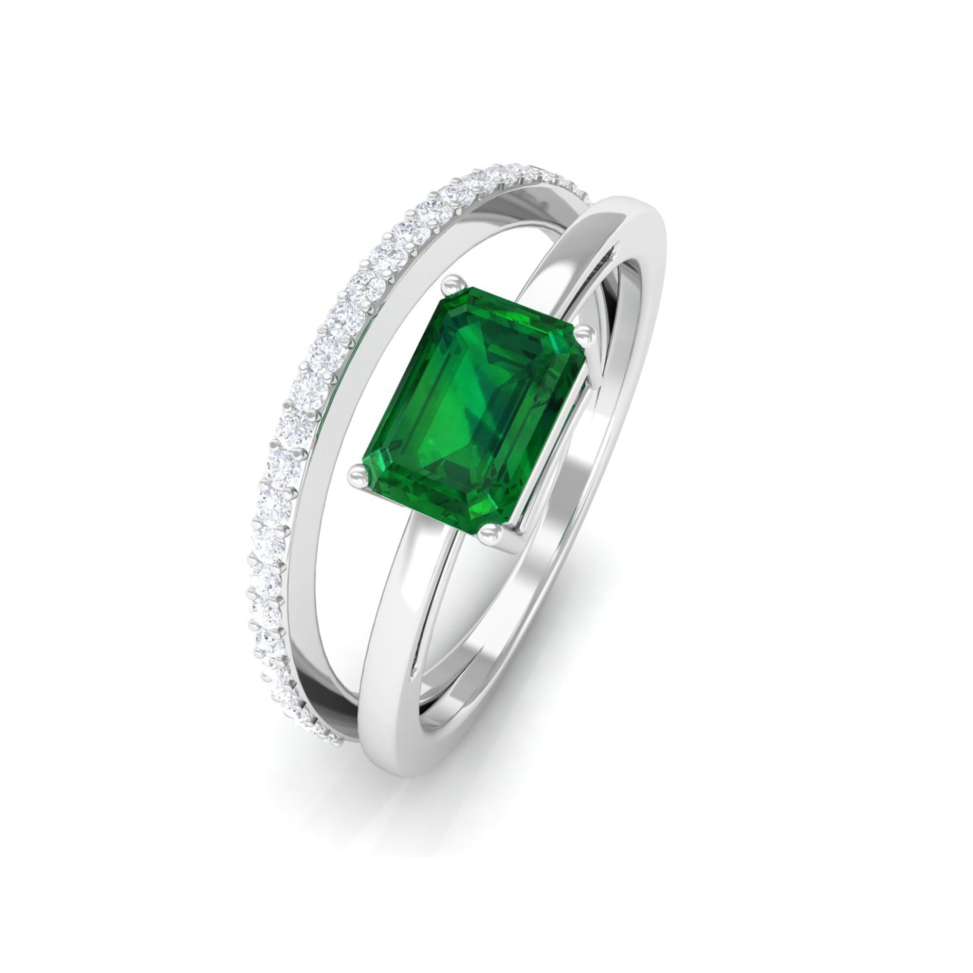 Vibrant Grown Labs-Lab Created Emerald Solitaire Ring for Engagement