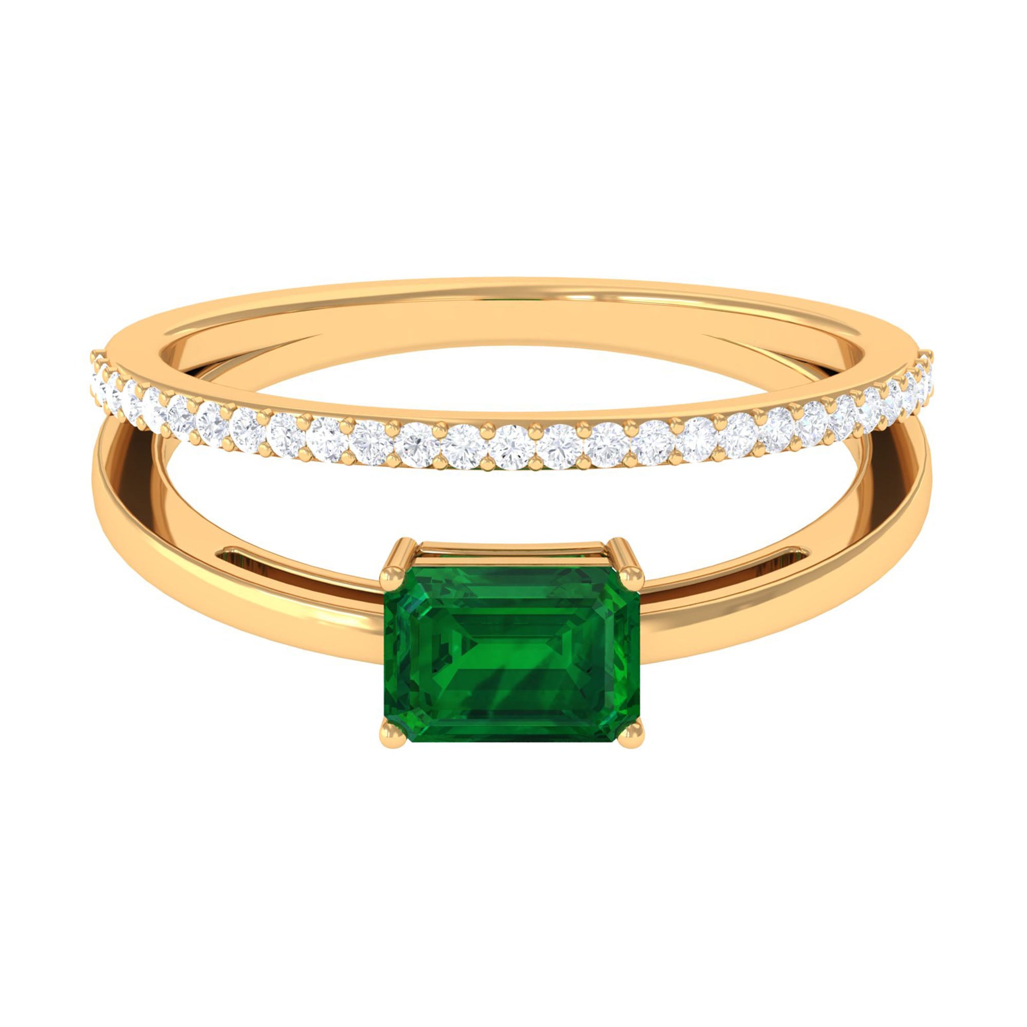 Vibrant Grown Labs-Lab Created Emerald Solitaire Ring for Engagement