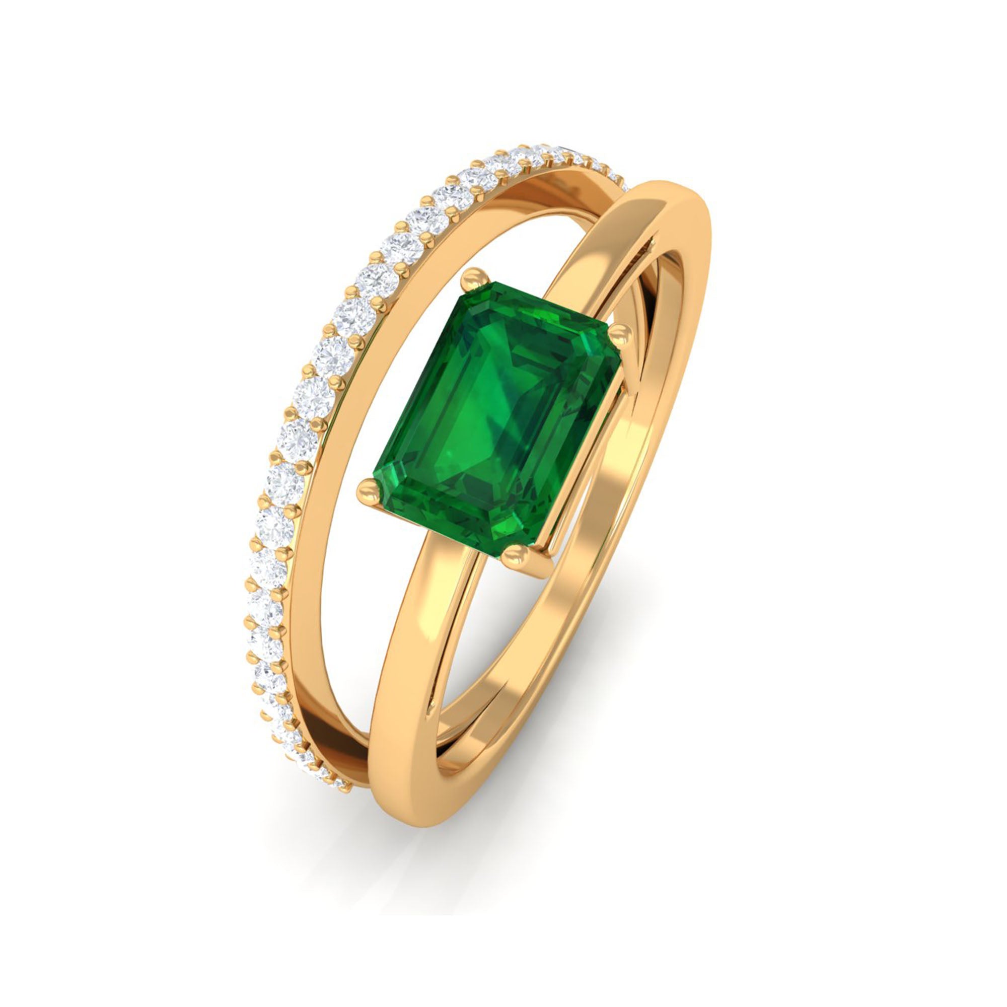 Vibrant Grown Labs-Lab Created Emerald Solitaire Ring for Engagement