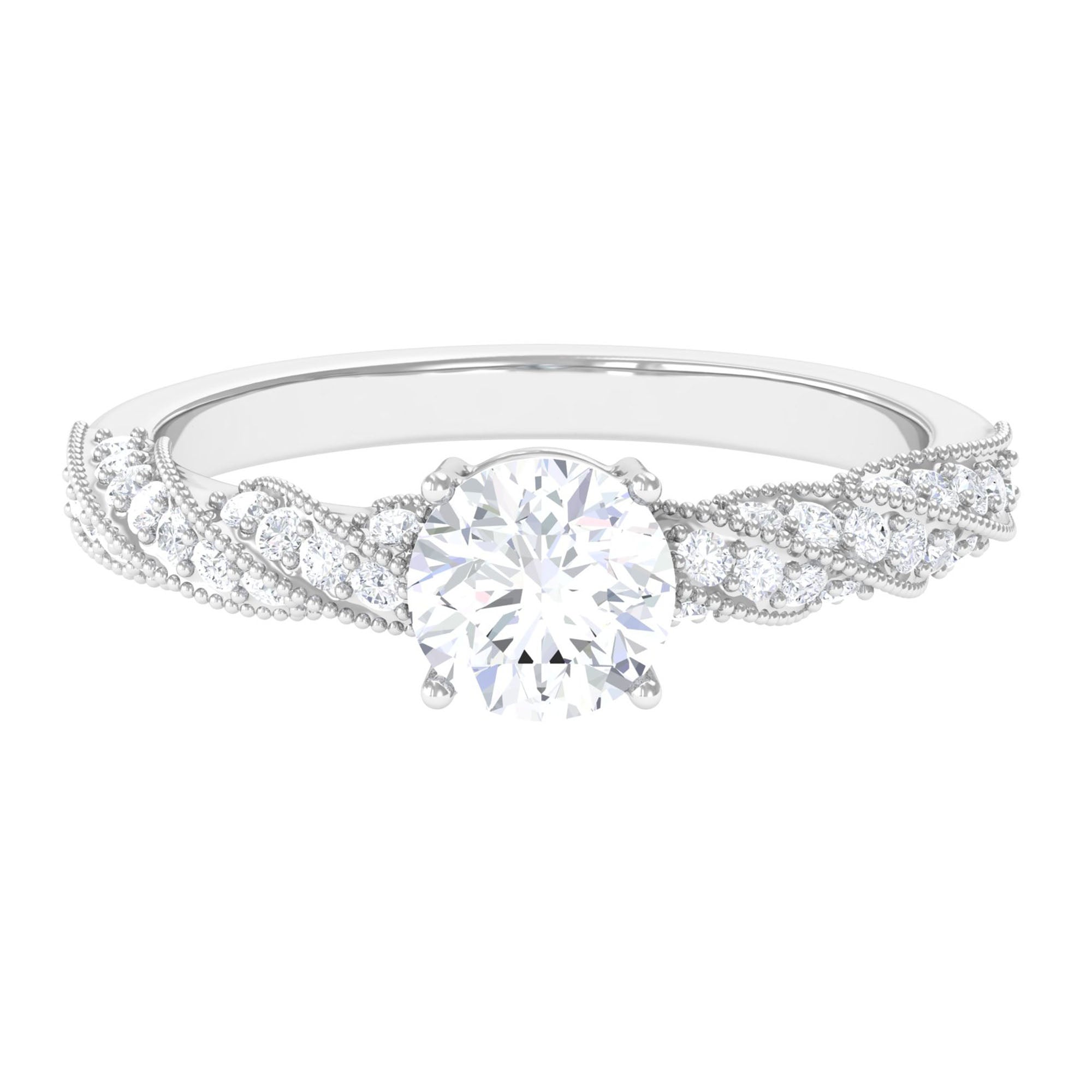 Round Shape Lab Grown Diamond Solitaire Engagement Ring Lab Grown Diamond - ( EF-VS ) - Color and Clarity - Vibrant Grown Labs