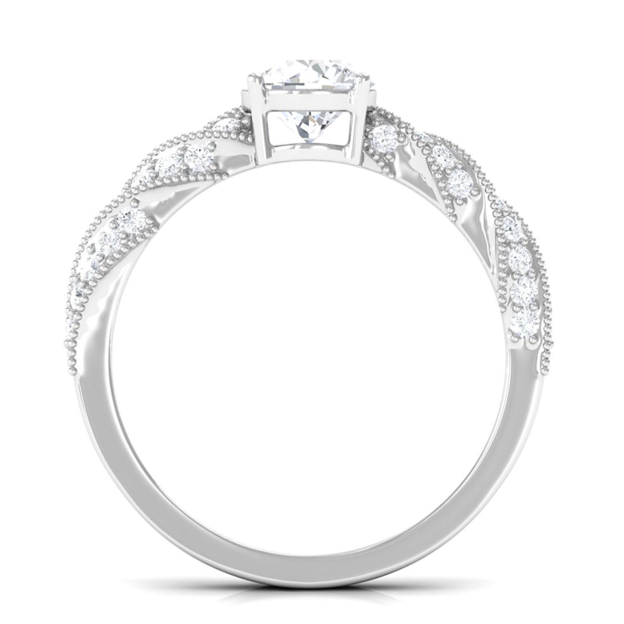 Round Shape Lab Grown Diamond Solitaire Engagement Ring Lab Grown Diamond - ( EF-VS ) - Color and Clarity - Vibrant Grown Labs