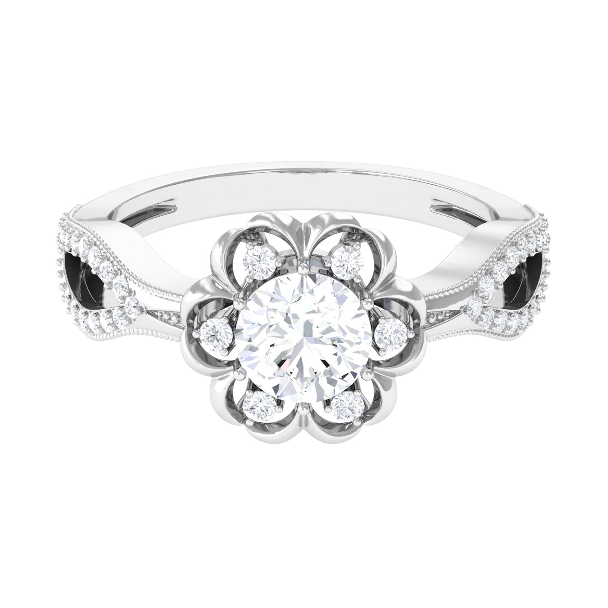 Nature Inspired Lab Grown Diamond Engagement Ring Lab Grown Diamond - ( EF-VS ) - Color and Clarity - Vibrant Grown Labs