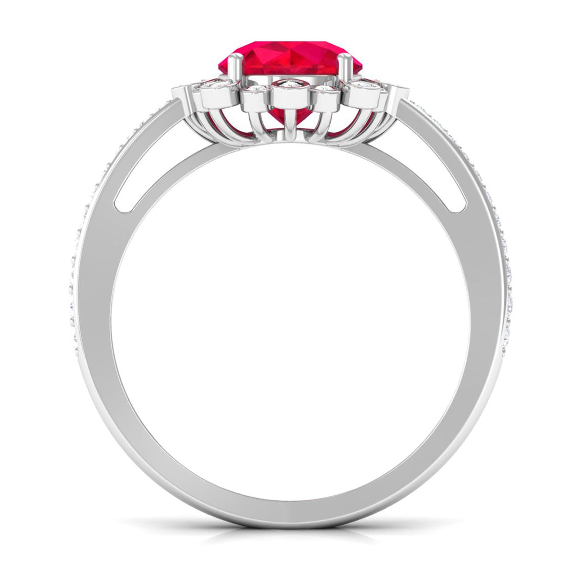 Vibrant Grown Labs-Lab Grown Ruby Vintage Engagement Ring with Lab Grown Diamond