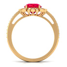 Vibrant Grown Labs-Lab Grown Ruby Vintage Engagement Ring with Lab Grown Diamond