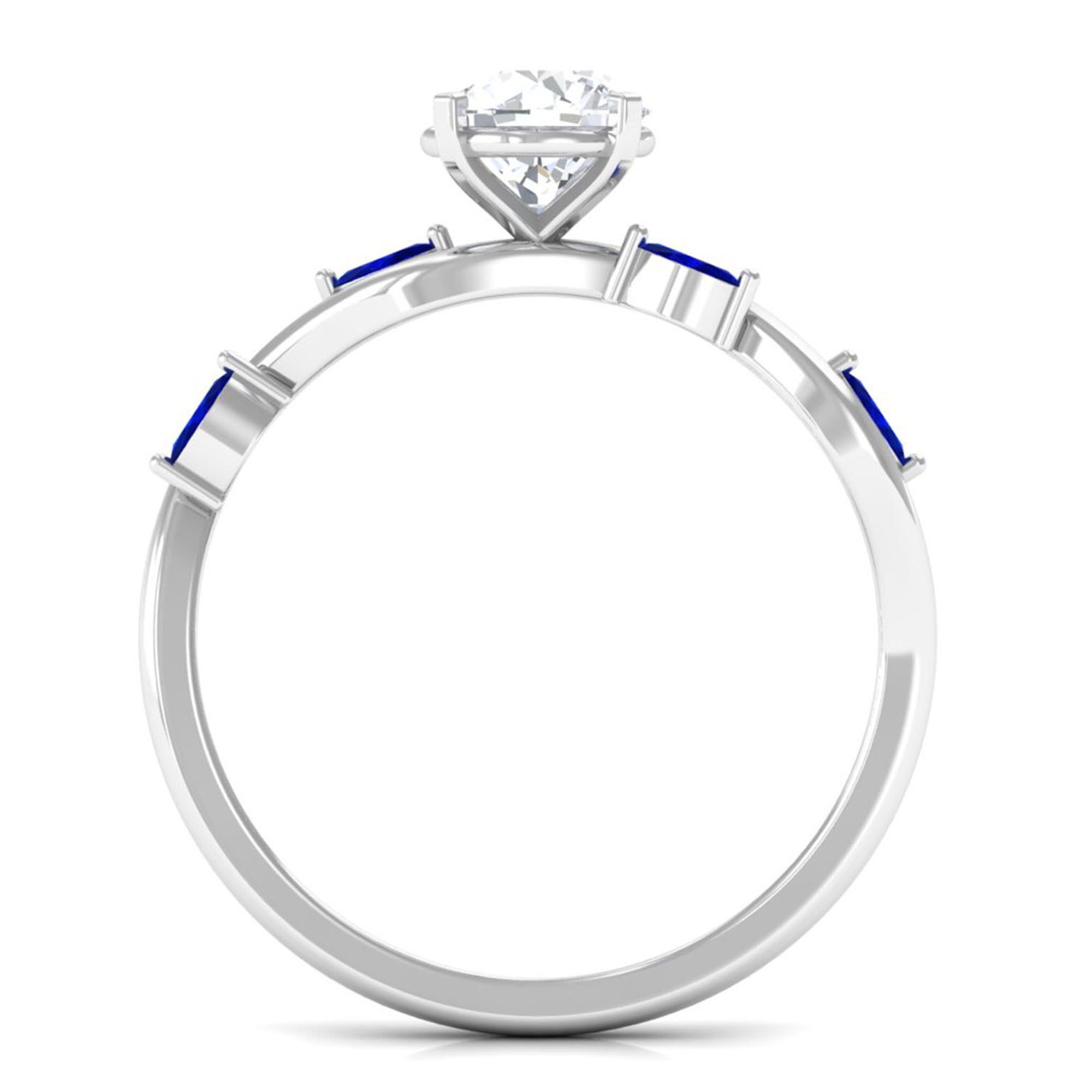 Nature Inspired Lab Grown Diamond Promise Ring with Sapphire Lab Grown Diamond - ( EF-VS ) - Color and Clarity - Vibrant Grown Labs