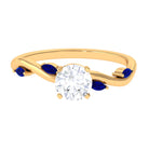 Nature Inspired Lab Grown Diamond Promise Ring with Sapphire Lab Grown Diamond - ( EF-VS ) - Color and Clarity - Vibrant Grown Labs