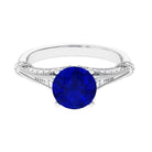 Vibrant Grown Labs-Lab Grown Blue Sapphire Solitaire Engagement Ring with Accent