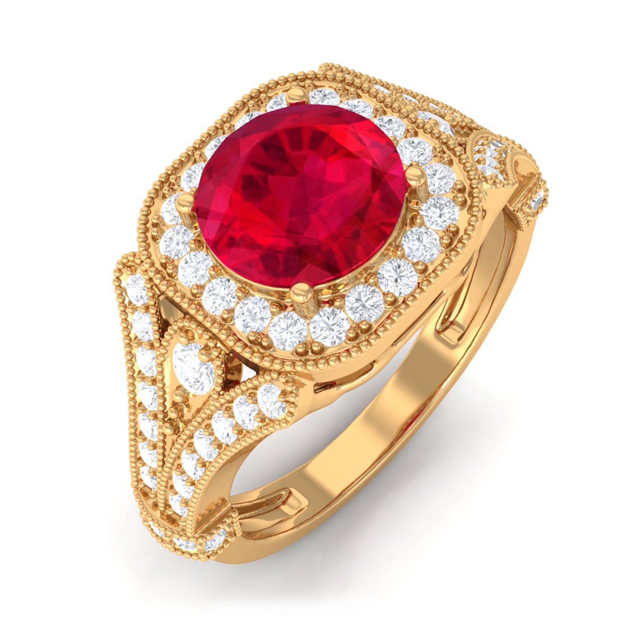 Vibrant Grown Labs-Classic Lab Grown Ruby Engagement Ring