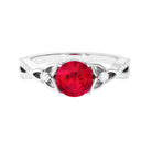 Vibrant Grown Labs-Round Lab Grown Ruby Solitaire Engagement Ring