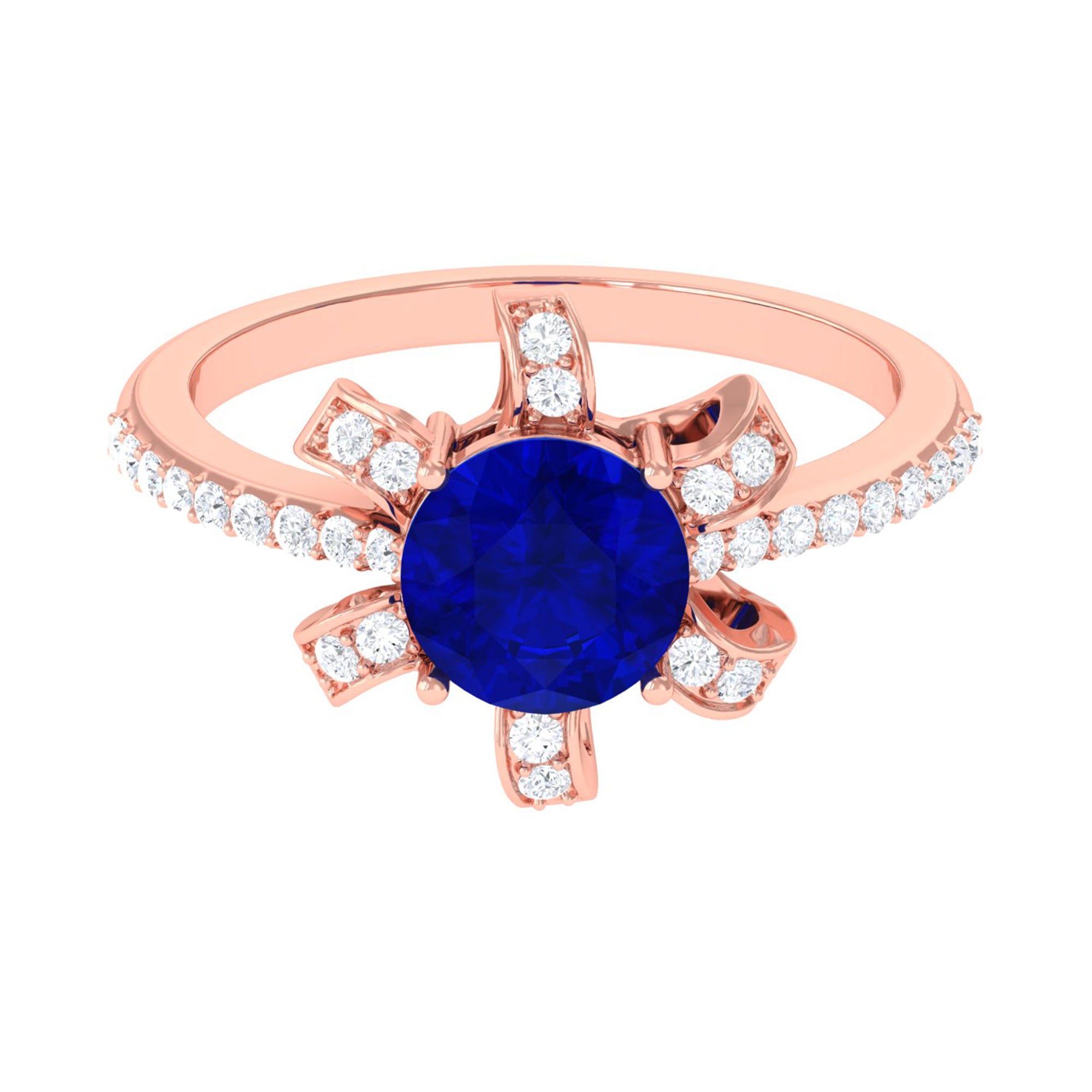 Vibrant Grown Labs-Nature Inspired Lab Grown Blue Sapphire Engagement Ring