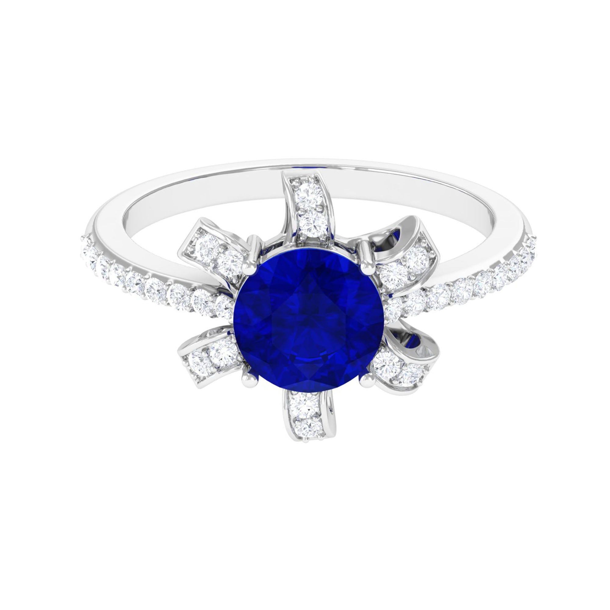 Vibrant Grown Labs-Nature Inspired Lab Grown Blue Sapphire Engagement Ring