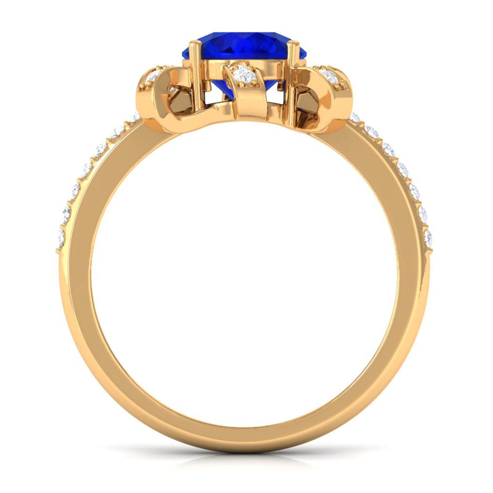 Vibrant Grown Labs-Nature Inspired Lab Grown Blue Sapphire Engagement Ring