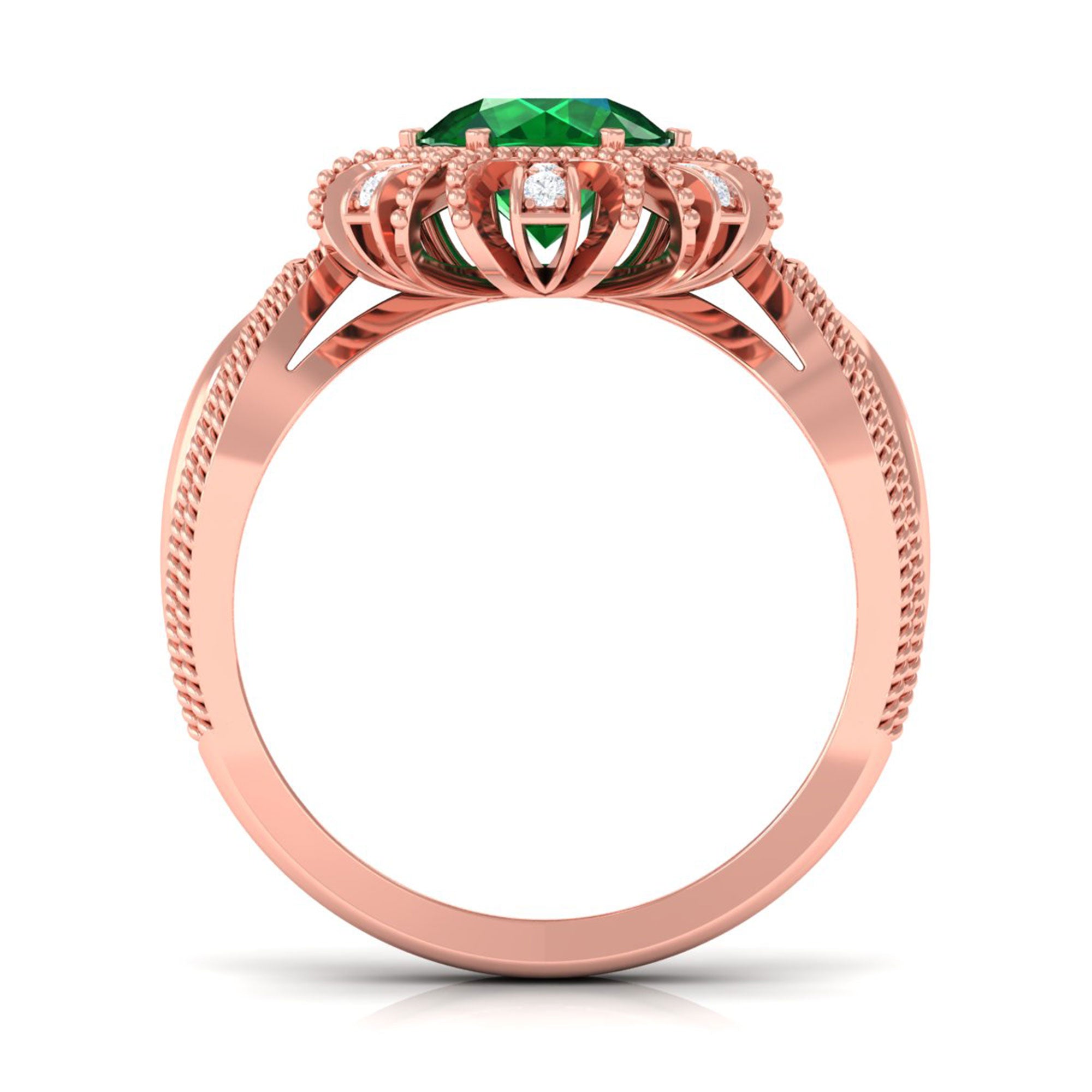 Vibrant Grown Labs-Lab Grown Emerald Statement Engagement Ring