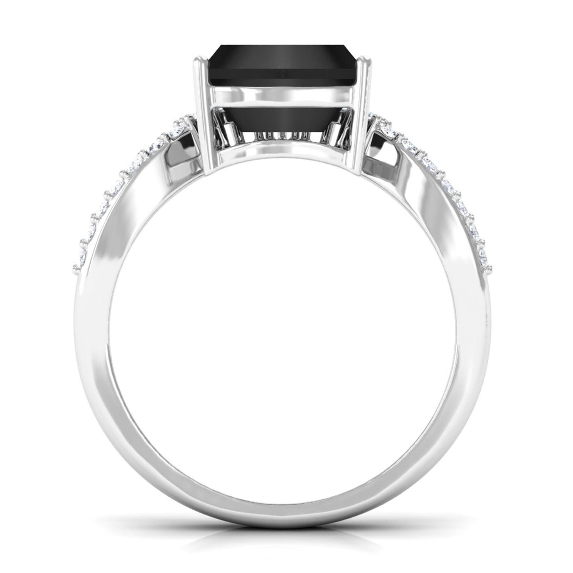 Vibrant Grown Labs-Trilliant Cut Created Black Diamond Solitaire Engagement Ring