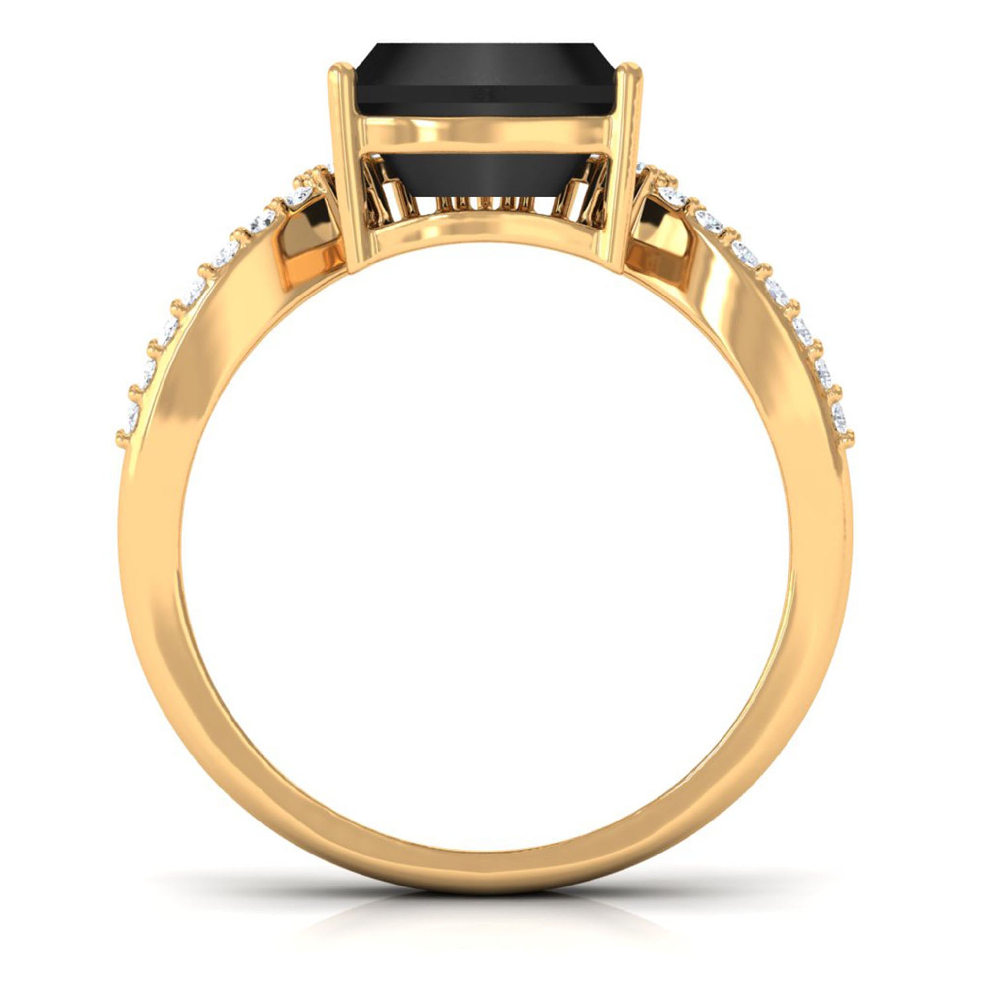 Vibrant Grown Labs-Trilliant Cut Created Black Diamond Solitaire Engagement Ring